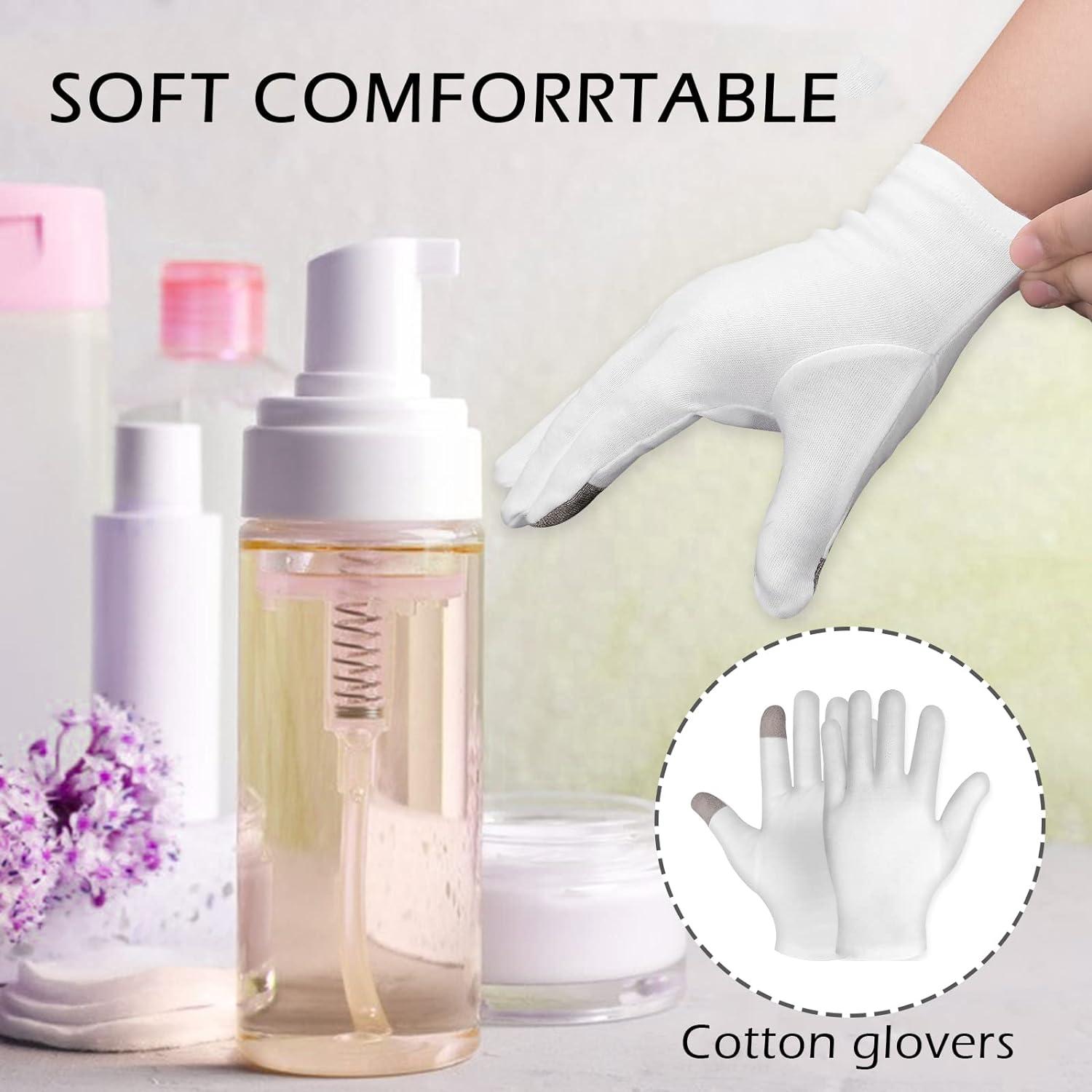 Sibba 3 Pairs Touch Screen Moisturizing Gloves White Cotton Moisturizing Gloves Overnight