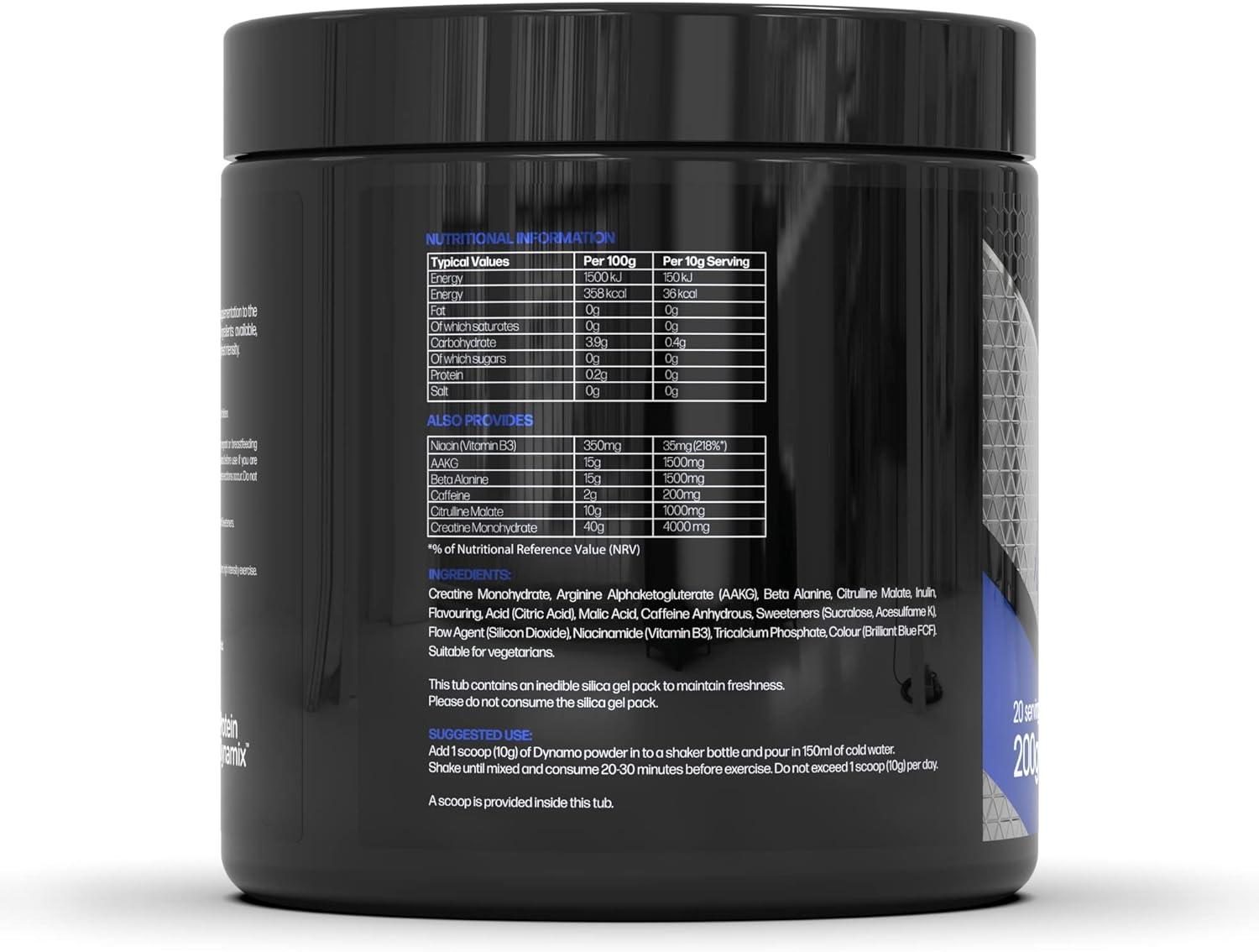 Protein Dynamix Dynamo Pre Workout Formula Blue Raspberry Flavour