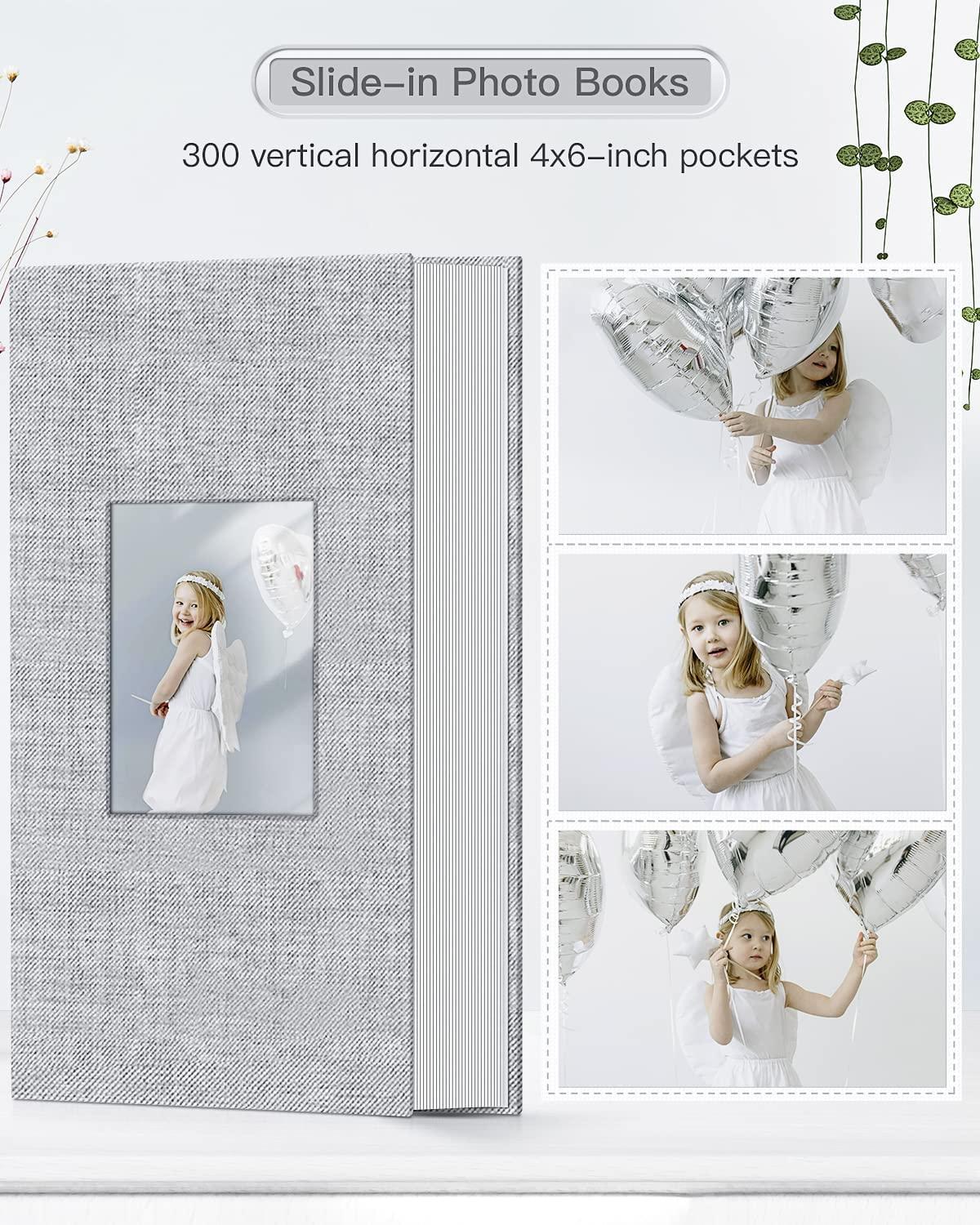 Photo Album 4x6-300 Photos Linen Cover Photo Books with 300 Horizontal  Pockets