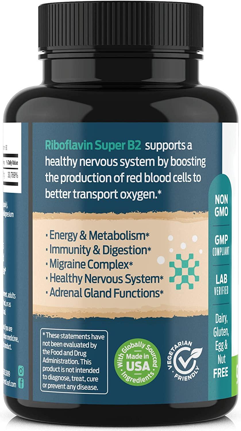 Vitamin B2 Riboflavin 400mg 180 Capsules Promotes Healthier Blood