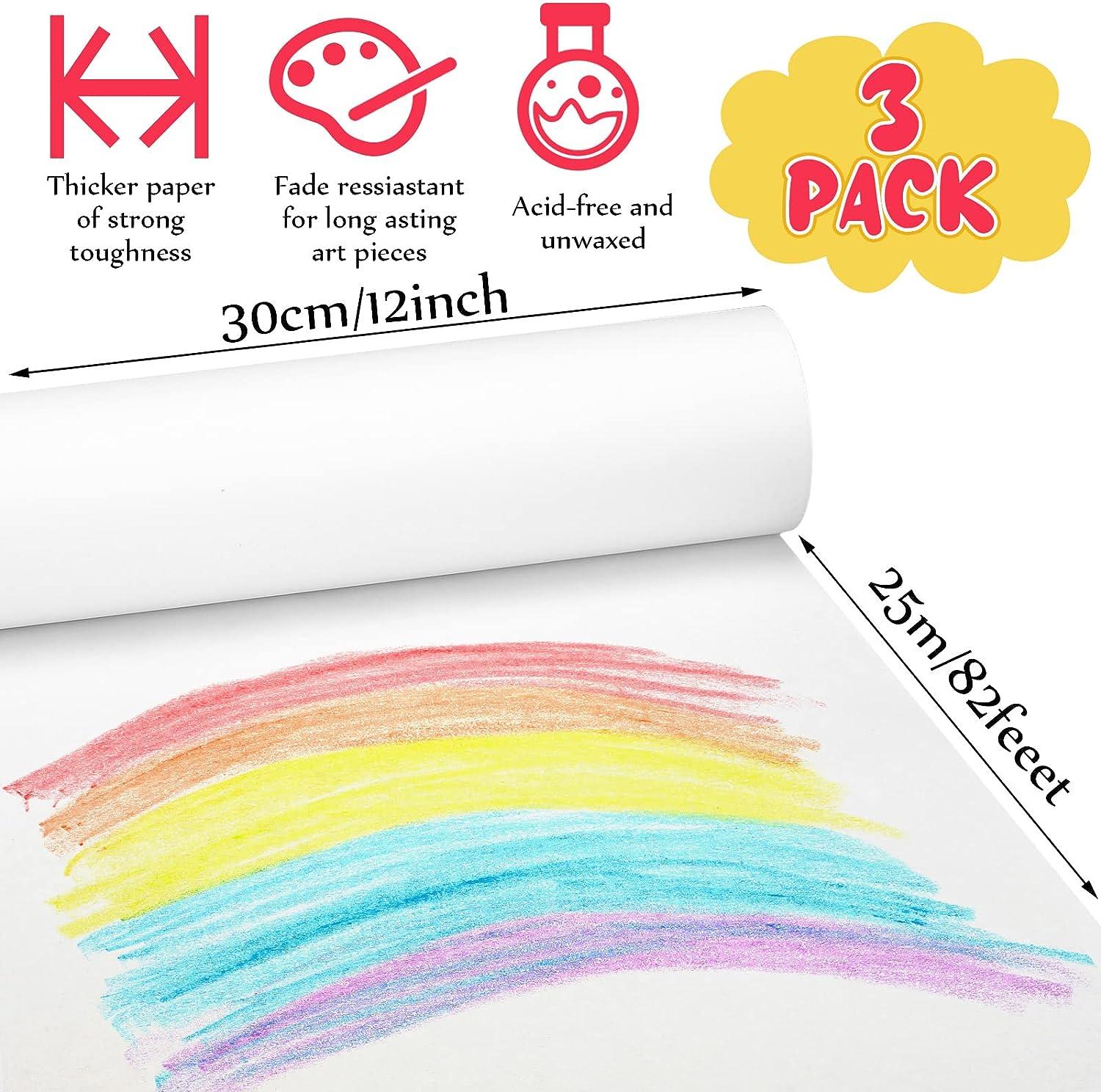 3 Pieces Easel Paper Roll 82 Feet Drawing Sketching Craft Paper Wrapping  Painting Easel Paper for Kids Projects Art Wall Bulletin Board Gift Wrap,  White (12 Inch)