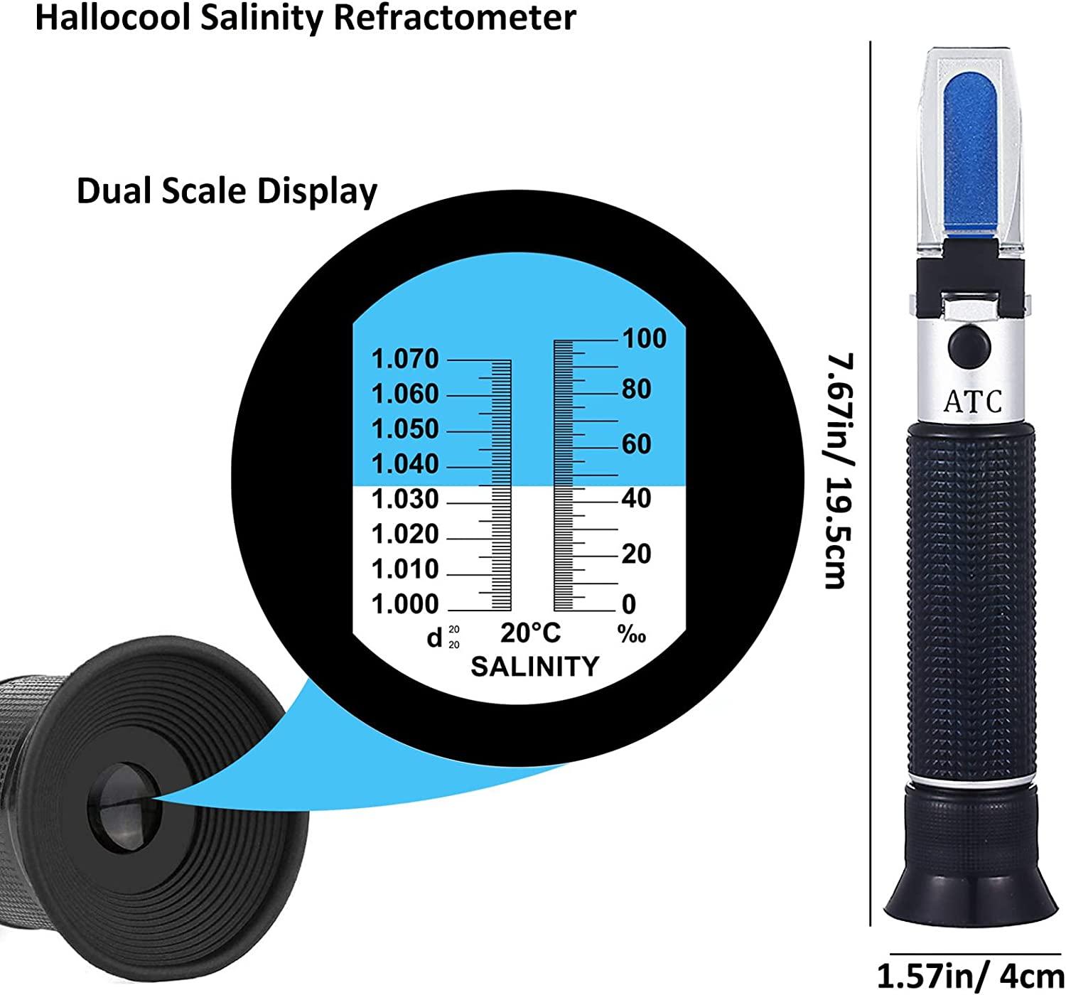 Salinity Refractometer for Aquarium & Marine Monitoring Dual Scale Tester for Saltwater