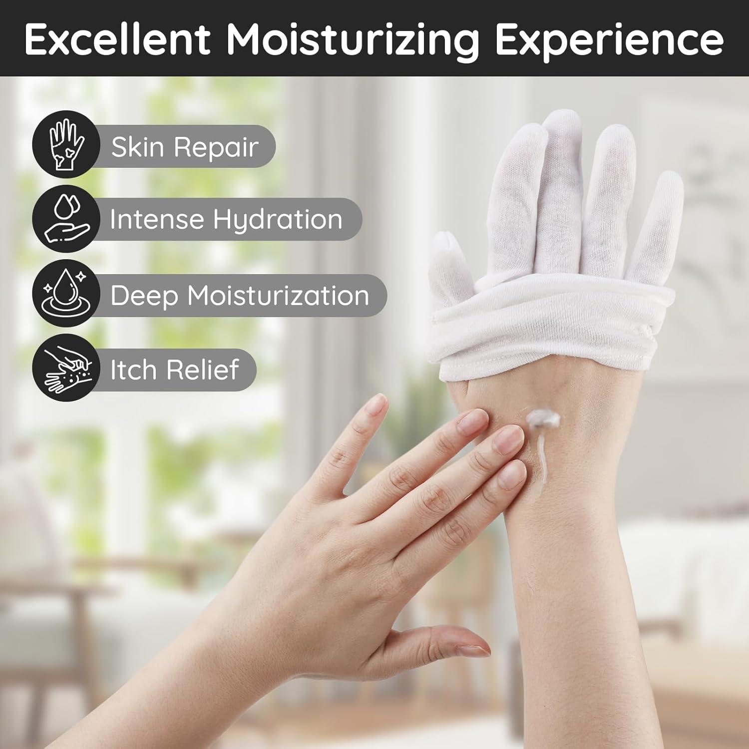 Segbewy Cotton Gloves Pairs White Moisturizing Fabric Gloves