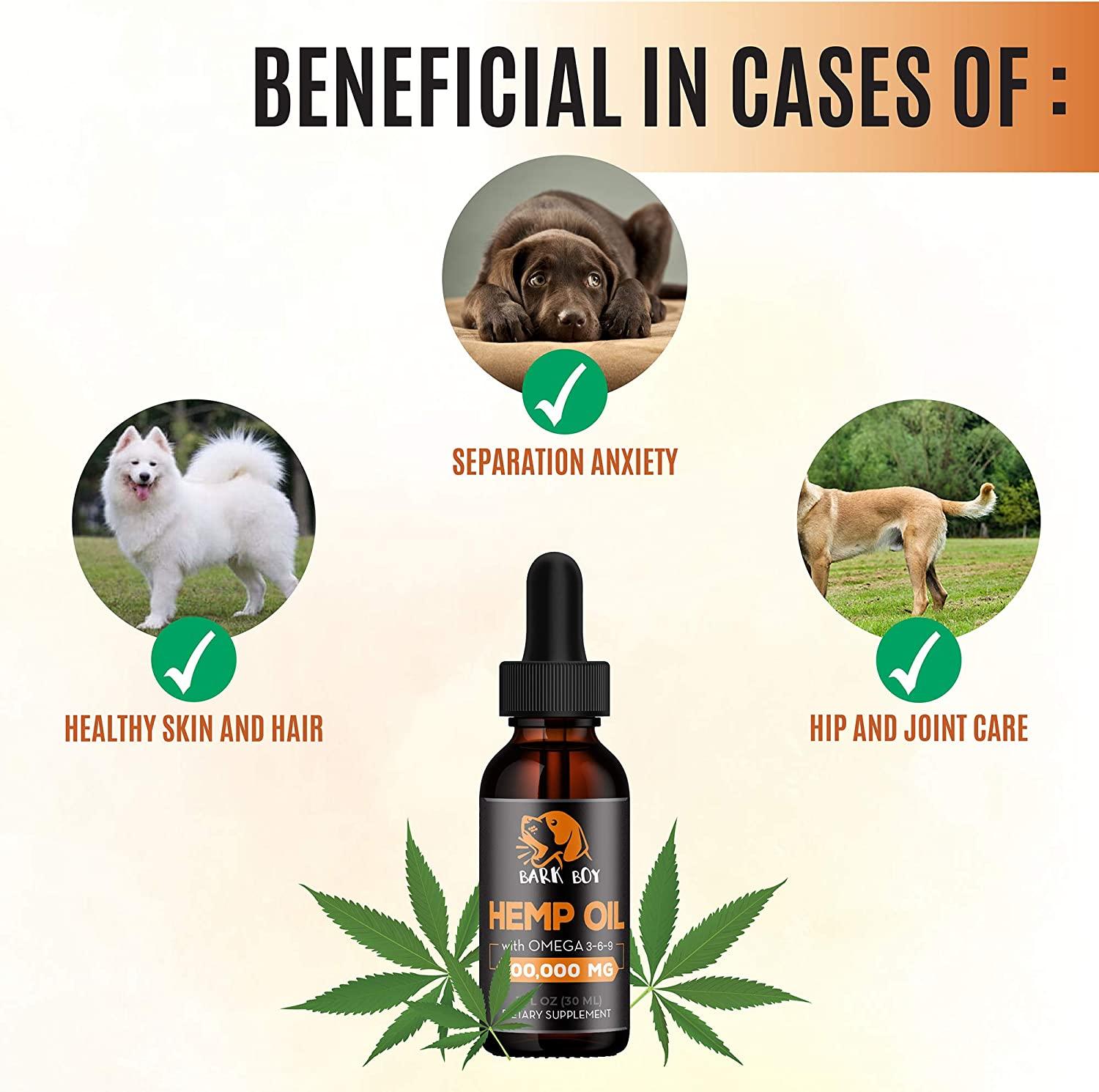 Bark Boy Hemp Oil for Dogs and Cats Made in USA Separation Anxiety, Joint Pain, Stress