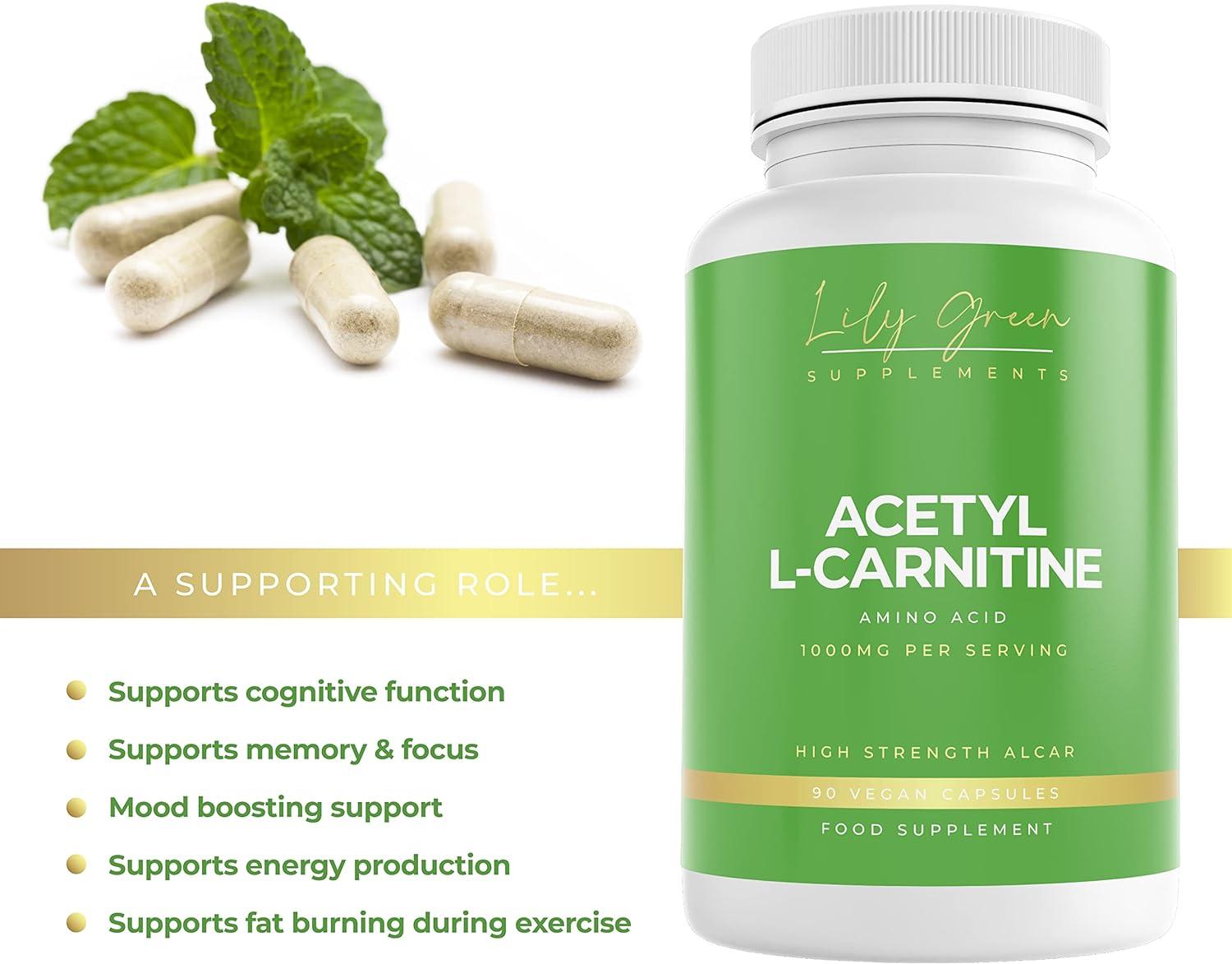 l-carnitina beneficios y desventajas Lily Green Acetyl L-Carnitine 1000mg | 90 Vegan Capsules | High Strength  ALCAR | Made in UK | Buy Now with Express International Delivery