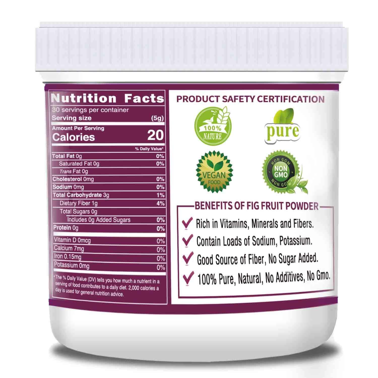 Premium 100 Pure Figs Powder 5.3oz (150g) Sun Dried, Raw, NonGMO