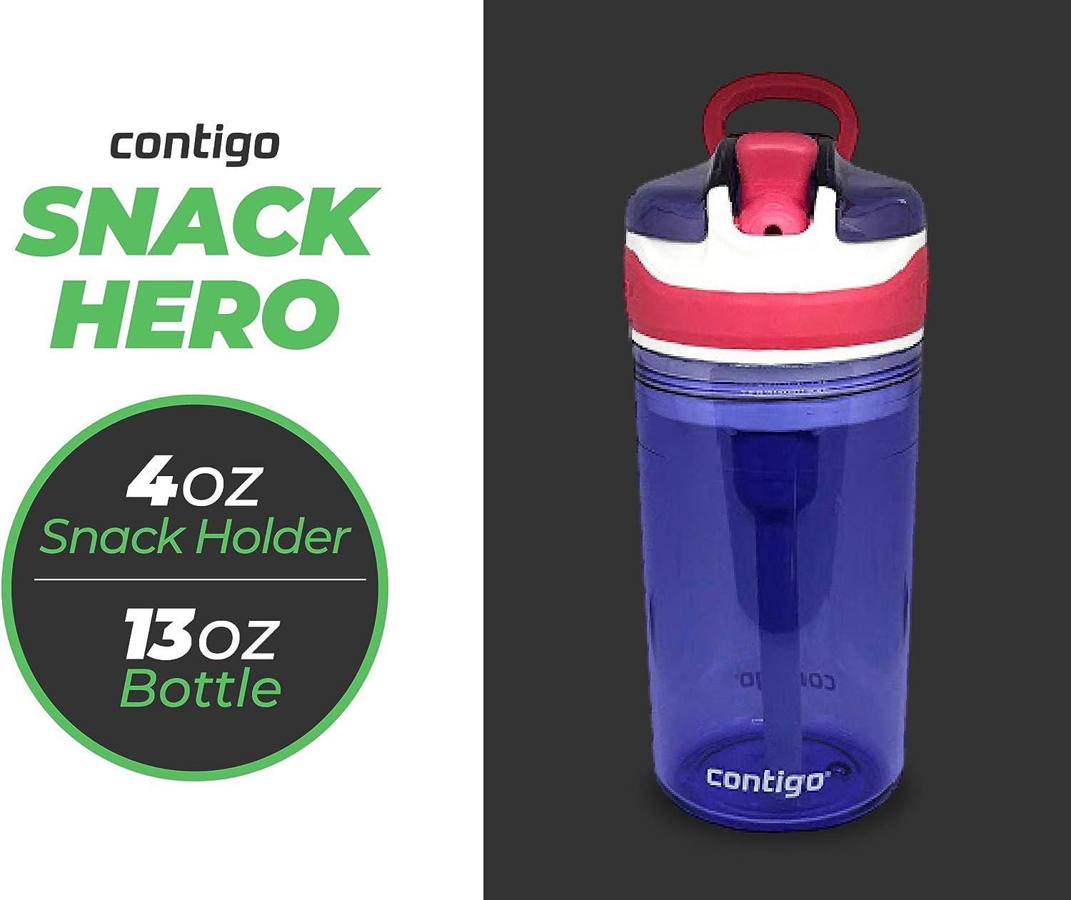  Contigo Kids 2 and 1 Snack Hero - Vaso para niños, 13 onzas,  paquete de 2 unidades, (morado y verde) : Hogar y Cocina