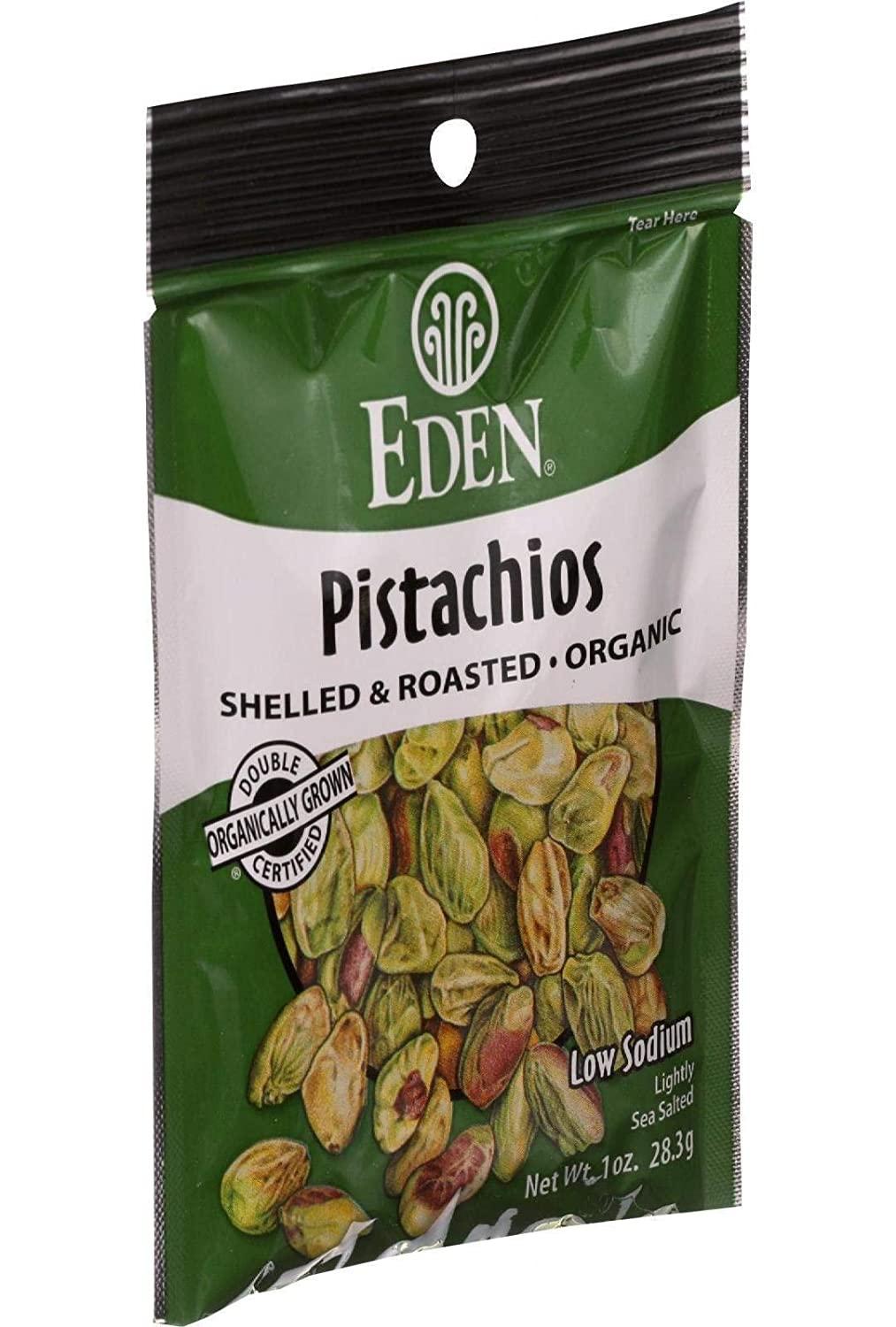 Eden Organic Shelled and Dry Roasted Pistachios, 1 Ounce 12 pack