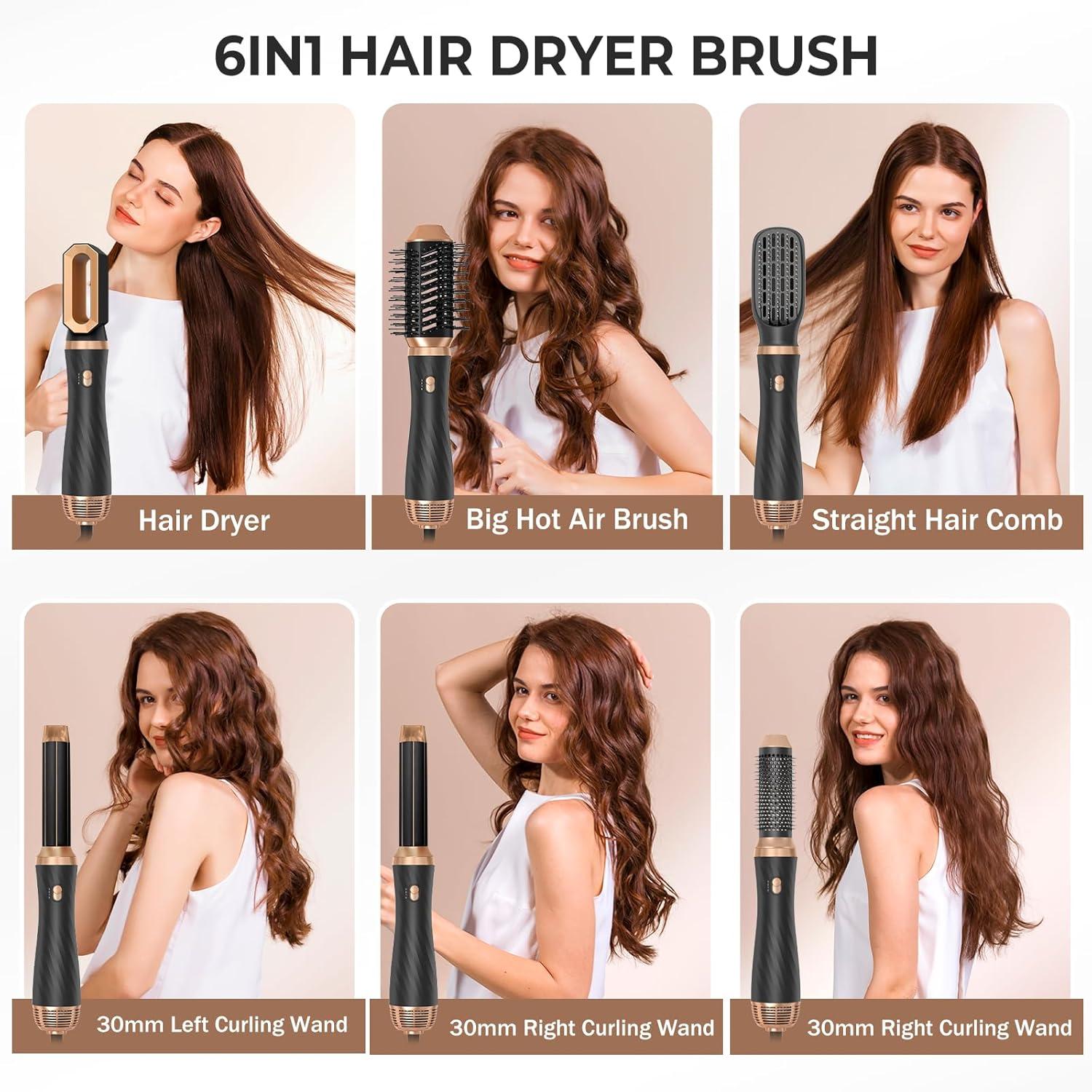 6-in-1 Blow Dryer Brush Upgrade Curly Twist Hot Air Brush