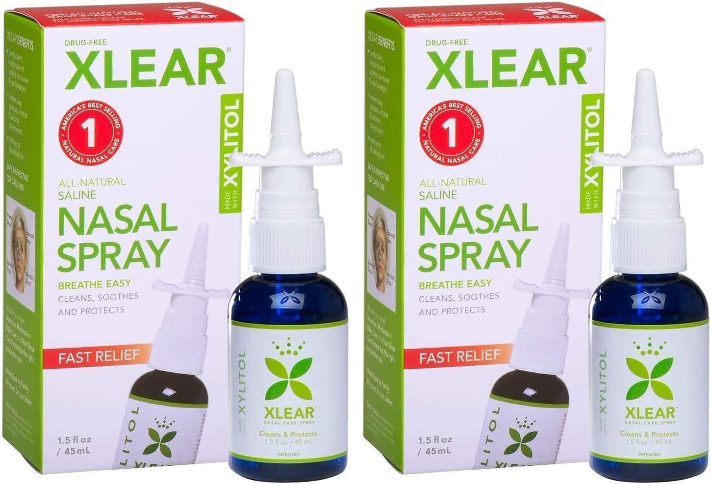 XLEAR Nasal Spray (Pack of 2) Xylitol Saline with Grapefruit Seed