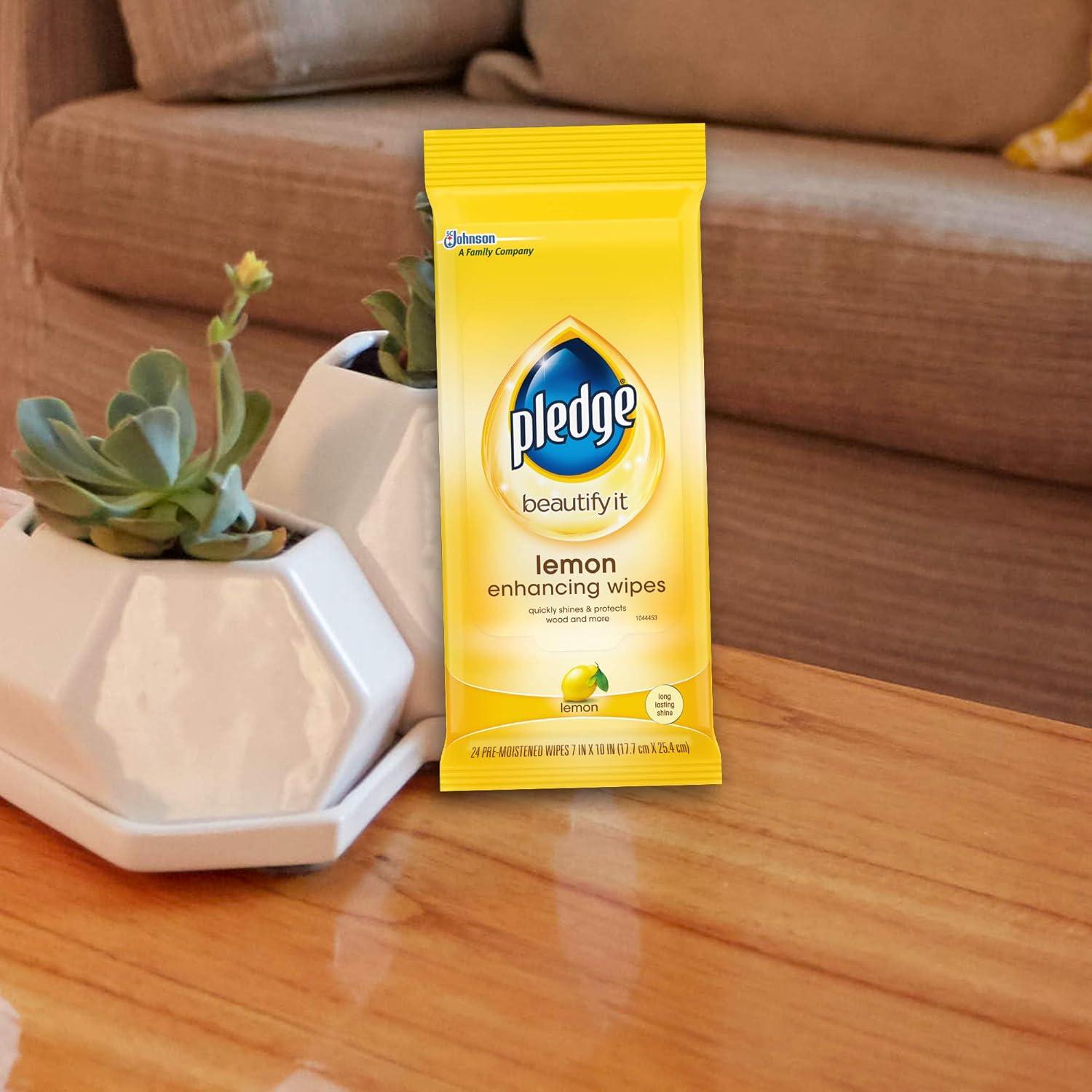 Pledge Beautify It Lemon Enhancing Wipes - Conveniently Dust Clean