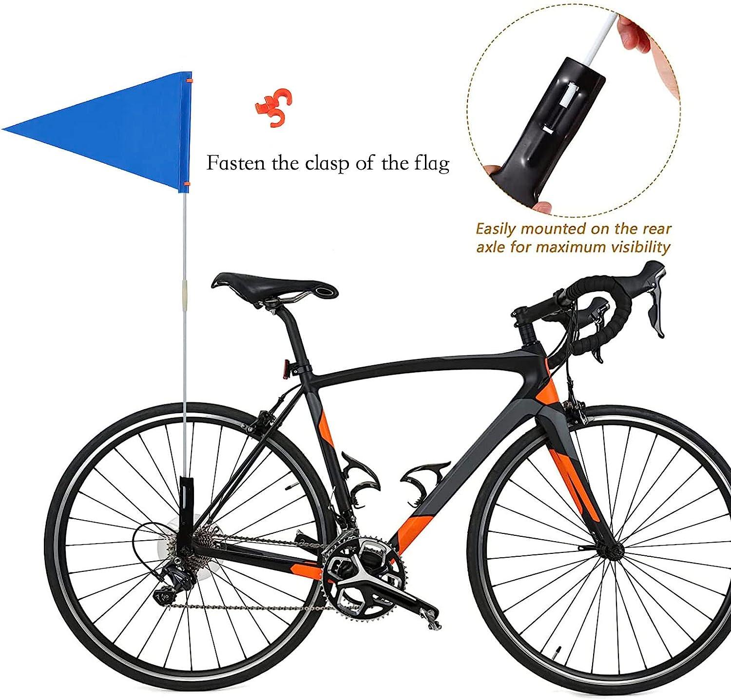 Bike Safety Flag Blue Fiberglass Pole for Bicycles & ATVs