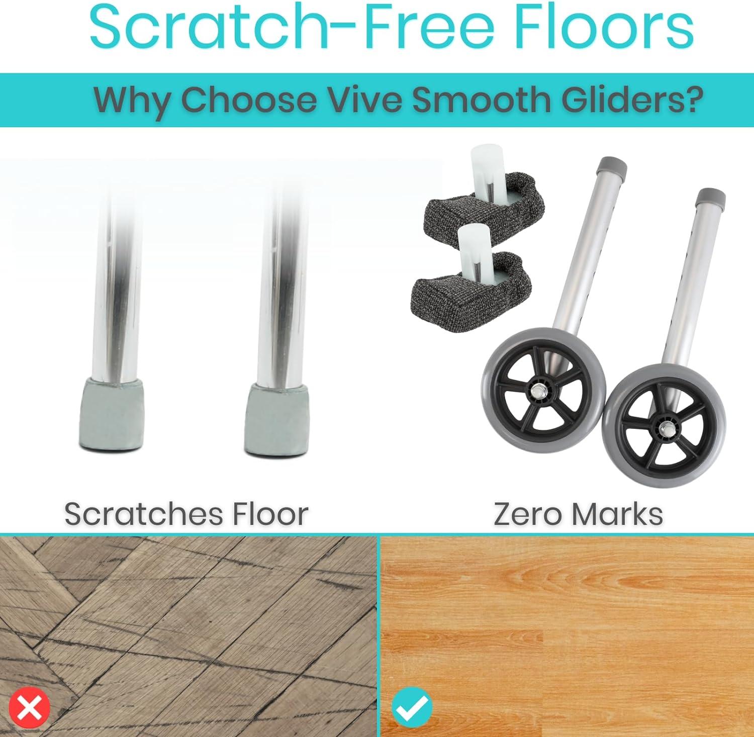 Vive Walker Wheels Ski Glides Accessories Covers for Seniors (6 PCS