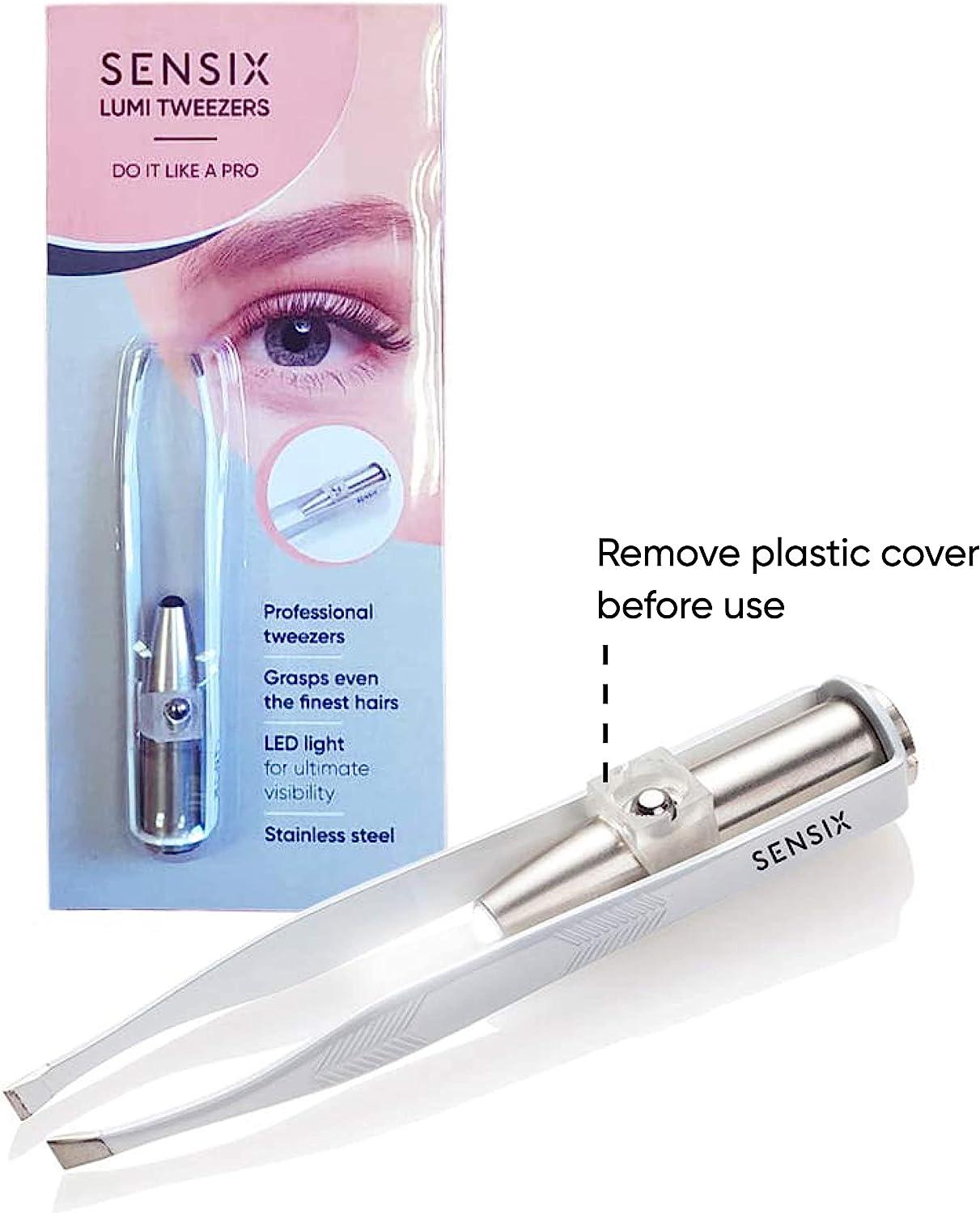 Sensica Lumi Tweezers Precision Tweezers With Light For Men And Women. Slant Tip With Point For