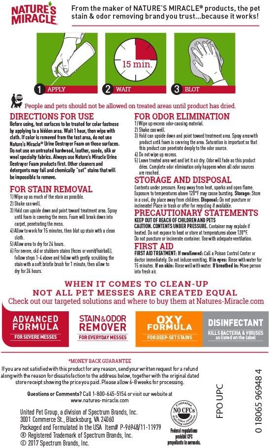 Nature's Miracle Cat & Dog Urine Destroyer Foam Aerosol Sprays