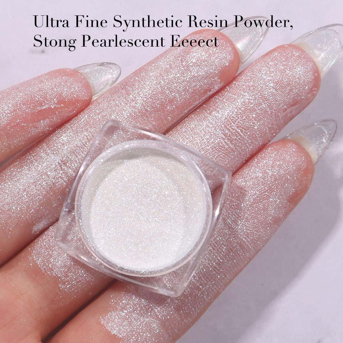 PrettyDiva Pearl Chrome Nail Powder - 2 Colors Pearl Powder Ice Transparent  Aurora Chrome Nail Powder, High Gloss Pearlescent Iridescent Glitters  Powder Metallic Pigment for Nails ice pearl