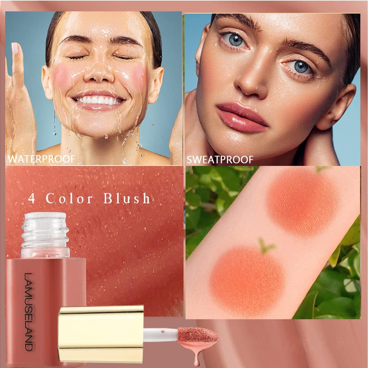 Aaiffey 4 Colors Liquid Blush for Cheek Makeup Mini Natural Blush Face