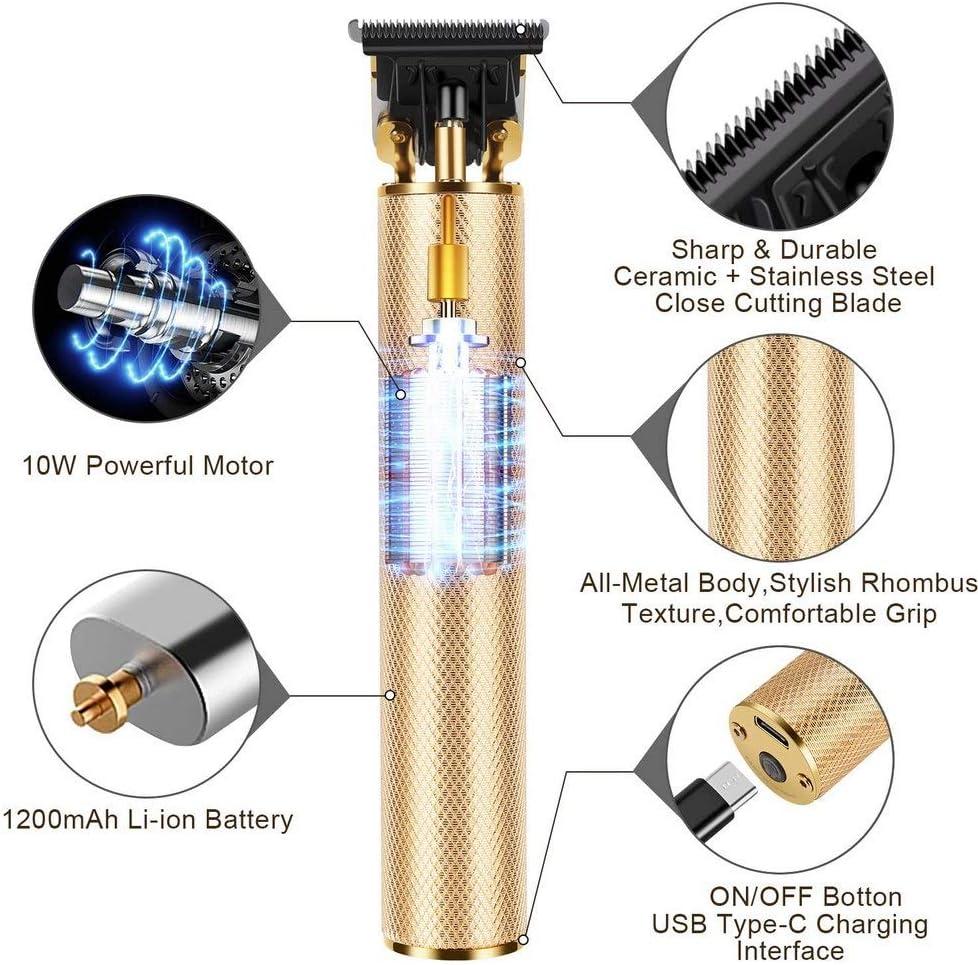 Men's Grooming Kit 3-Piece Set, Golden Balck Hair Clippers With LCD Display, USB Rechargeable, 8 Guide Combs, Trimmer And Shaver - 6