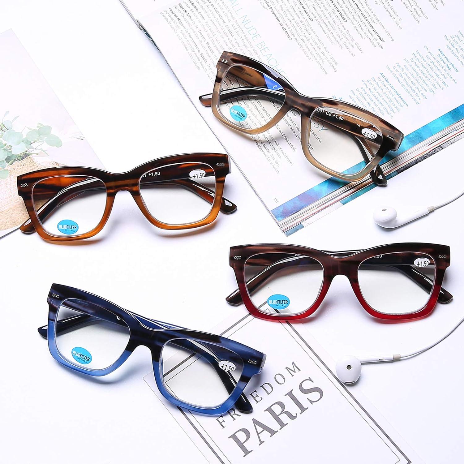 Bifocal Reading Glasses With Blue Light Blocking Lenses, Bifocal Reader For Women And Men Oval Frame With Spring Hinge 0 50 3 00 Magnification - View #7