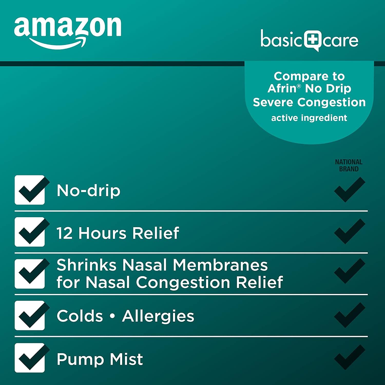 Amazon Basic Care Severe Congestion Nasal Spray, Oxymetazoline HCl