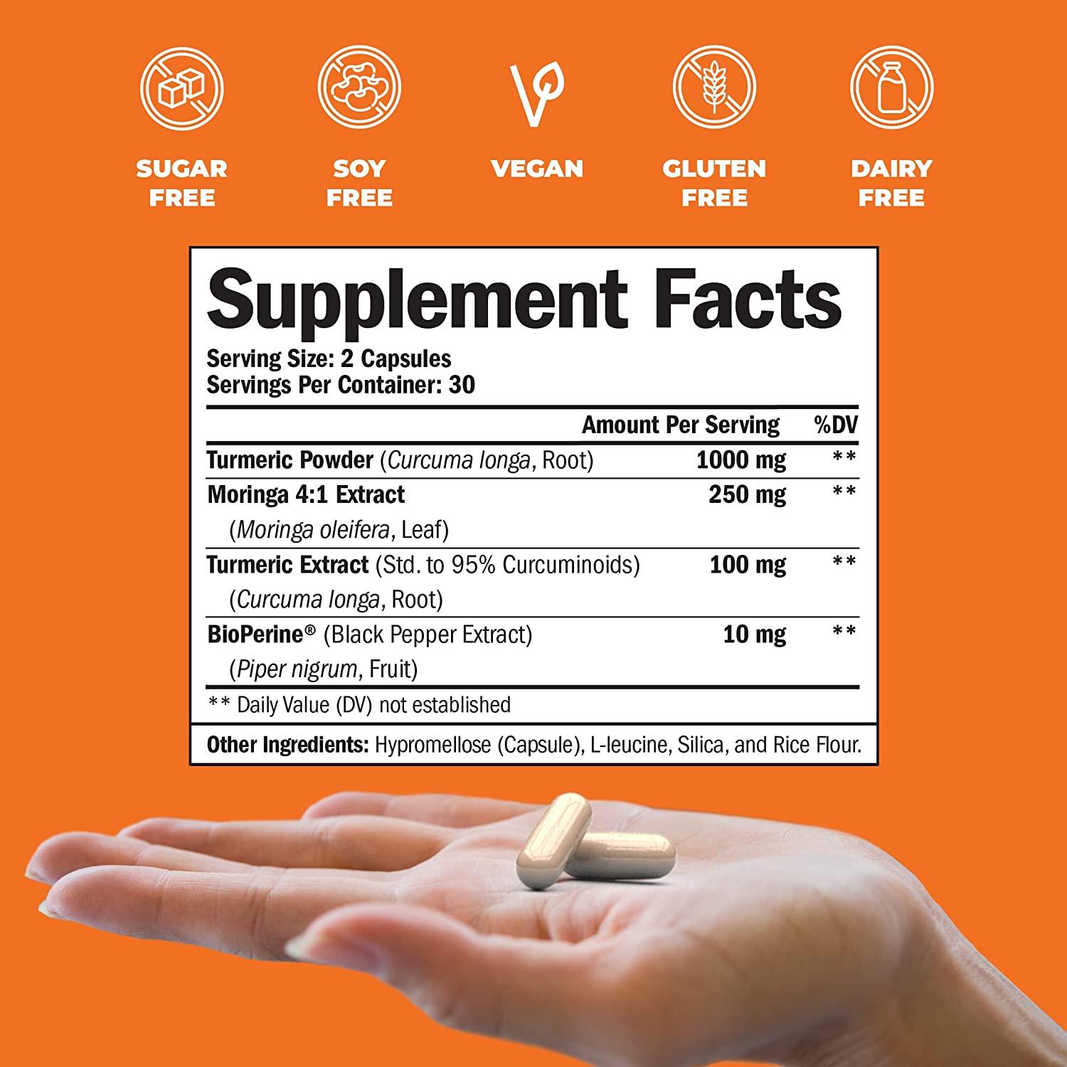 Turmeric Curcumin with Moringa Oleifera Leaf BioPerine Supplement