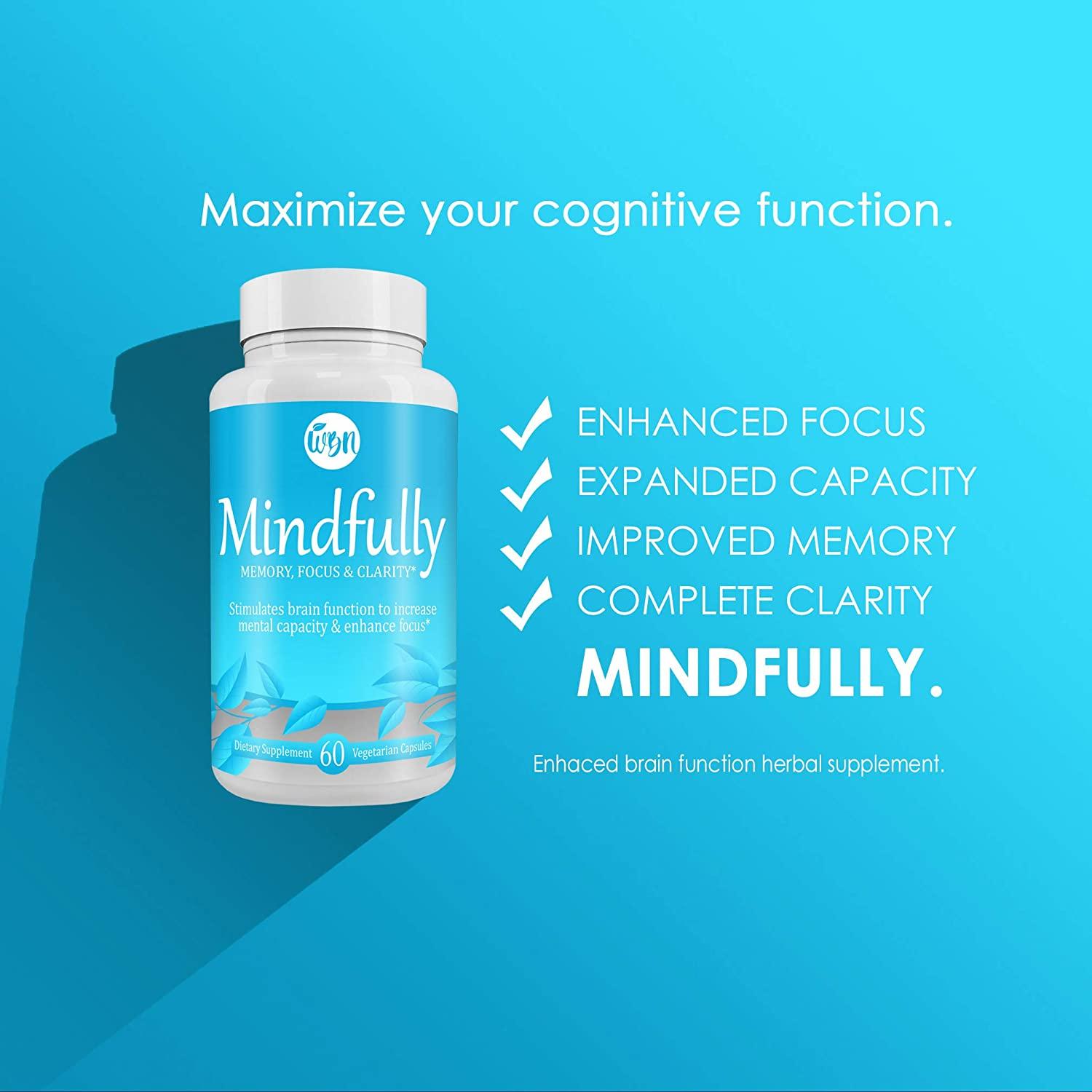 MINDFULLY Nootropic Brain Booster Citicoline, Lion's Mane, Bacopa