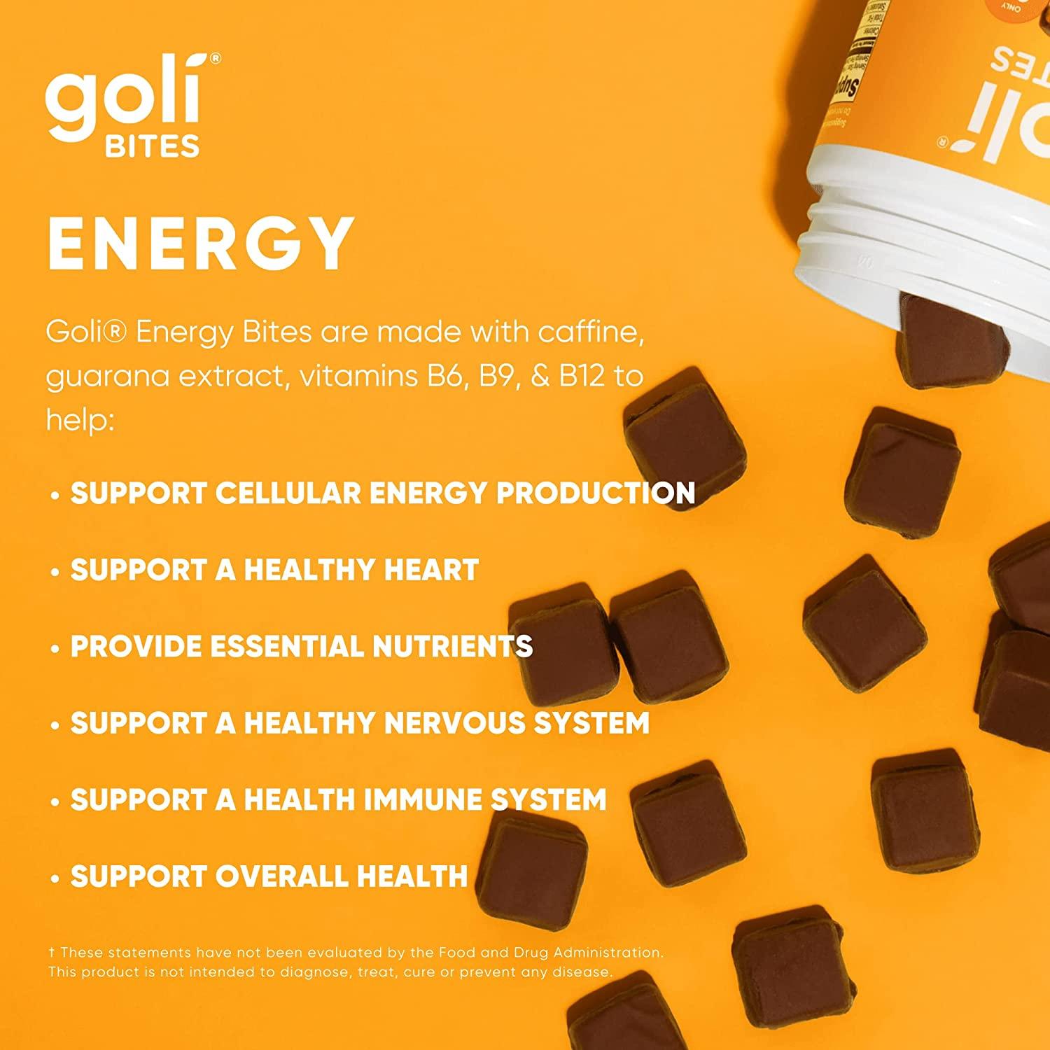 Goli® Energy Bites 30 Count salted caramel chocolate flavor Guarana extract, Caffeine