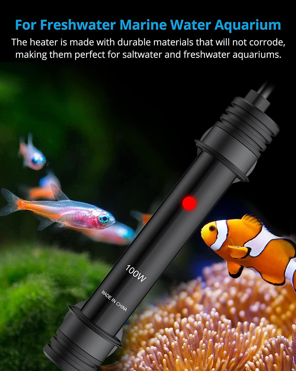 NICREW 100W Aquarium Heater with Adjustable Temperature Controller Submersible Thermostat for