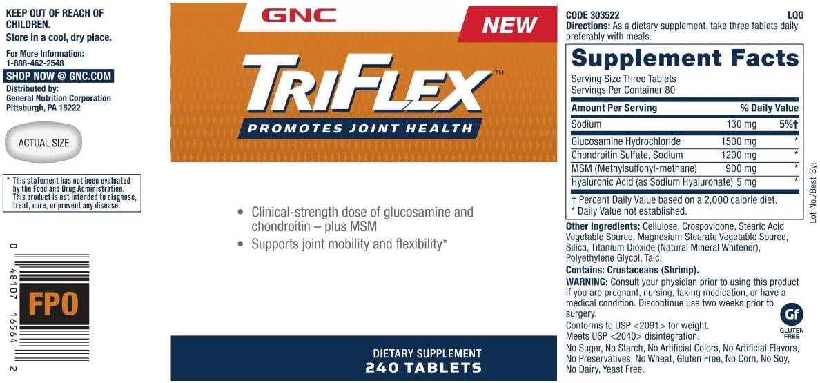 GNC TriFlex Joint Health Supplement Glucosamine Chondroitin & MSM