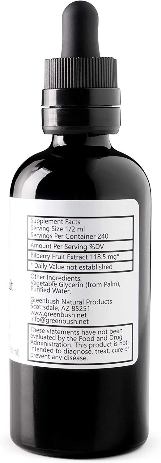 Greenbush Bilberry 4 oz Liquid Extract Vision & Circulatory Support
