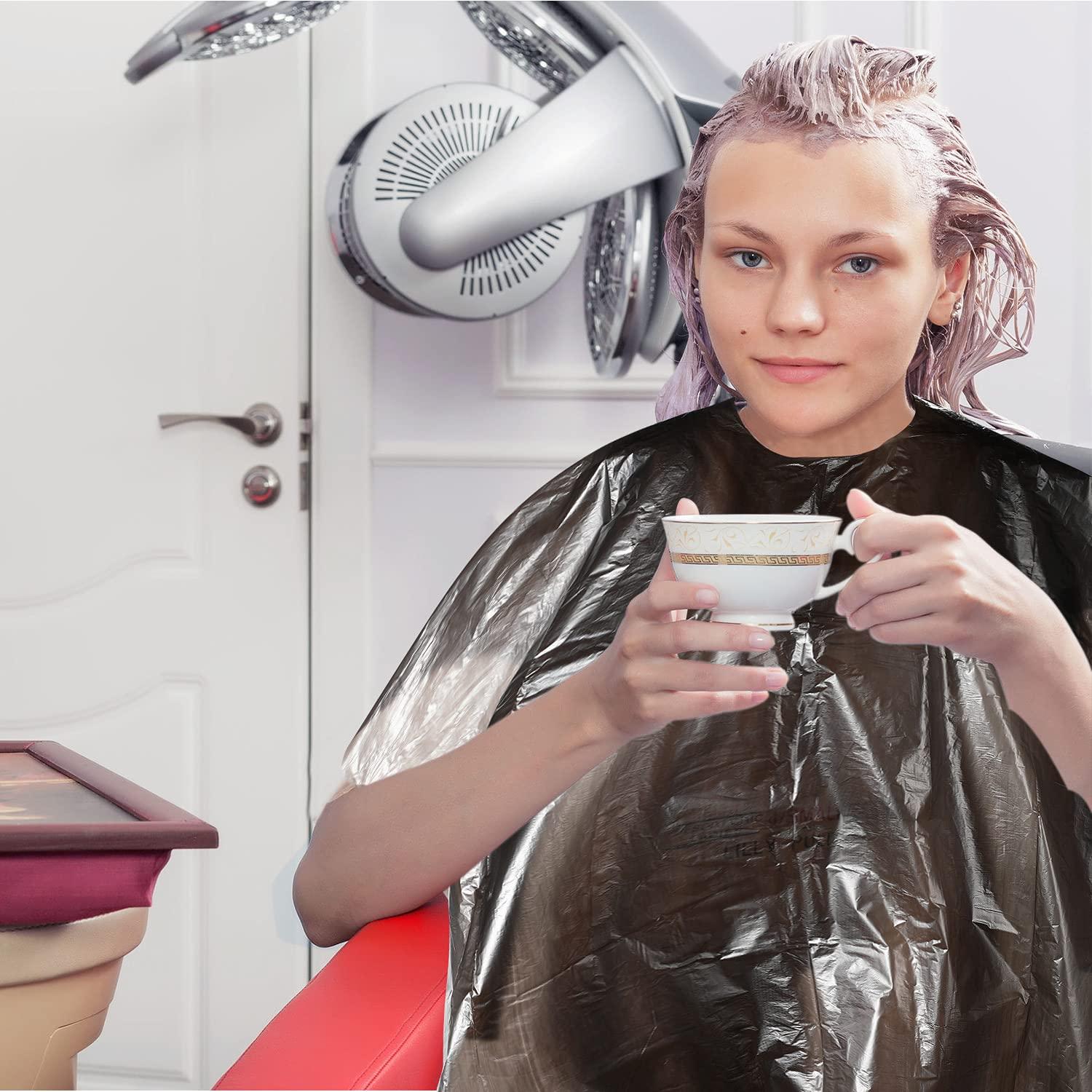 Pack of 100 Black Salon Capes - Disposable Waterproof Hair Dye Apron