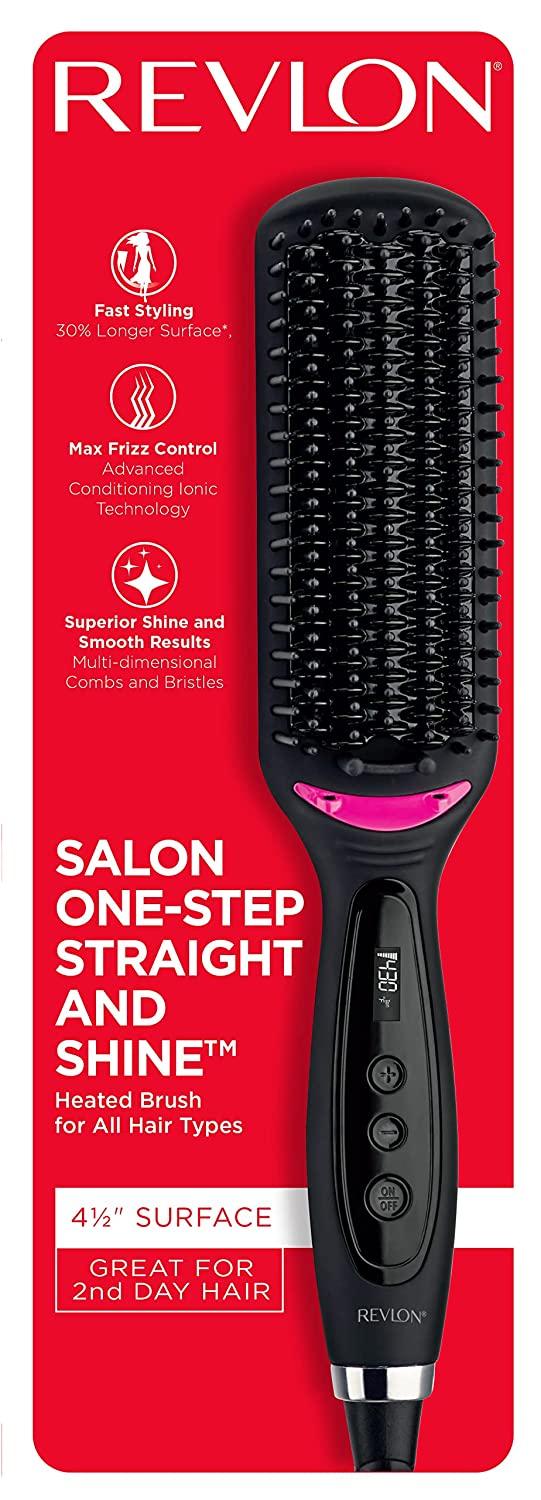 REVLON Hair Straightening Heated Styling Brush, 41/2 inch