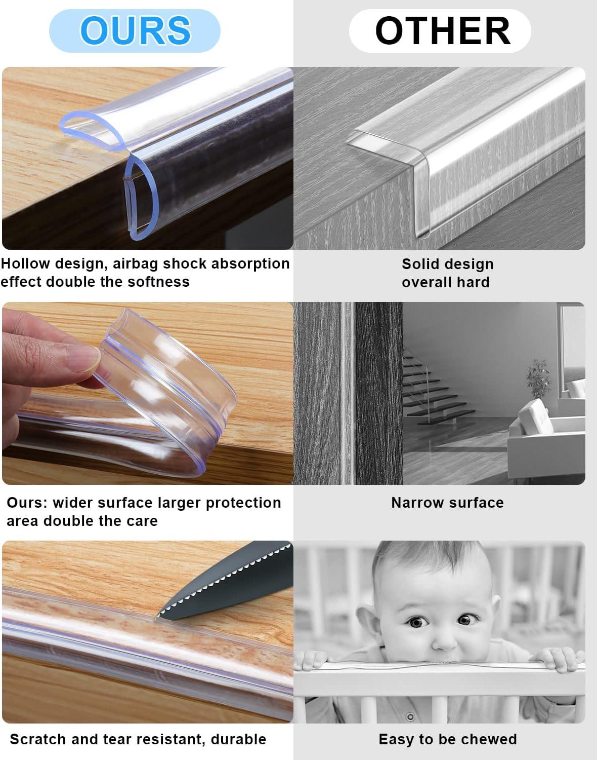 Baby Proofing, Clear Edge Protector Strip, Silicone Soft Corner Protectors  with Upgraded Pre-Taped Strong Adhesive, Edge Protectors for Sharp Corners  of Cabinets, Tables, Drawers（16.4Ft Length） 