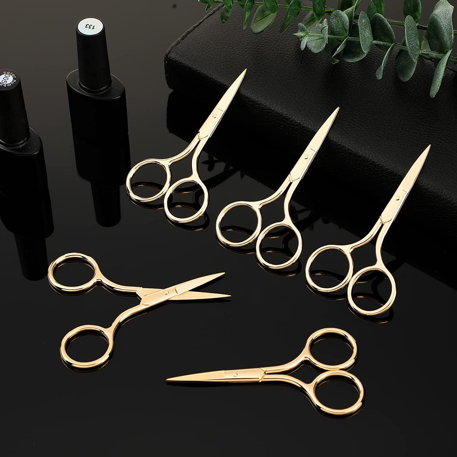 5 Pieces Small Straight Tip Nose Hair Scissor for Grooming, Stainless Steel  Multi-Purpose Beauty Grooming Scissors for Facial Hair Removal and Hair  Mustache Beard Eyebrows Ear Nose Trimming (Gold)