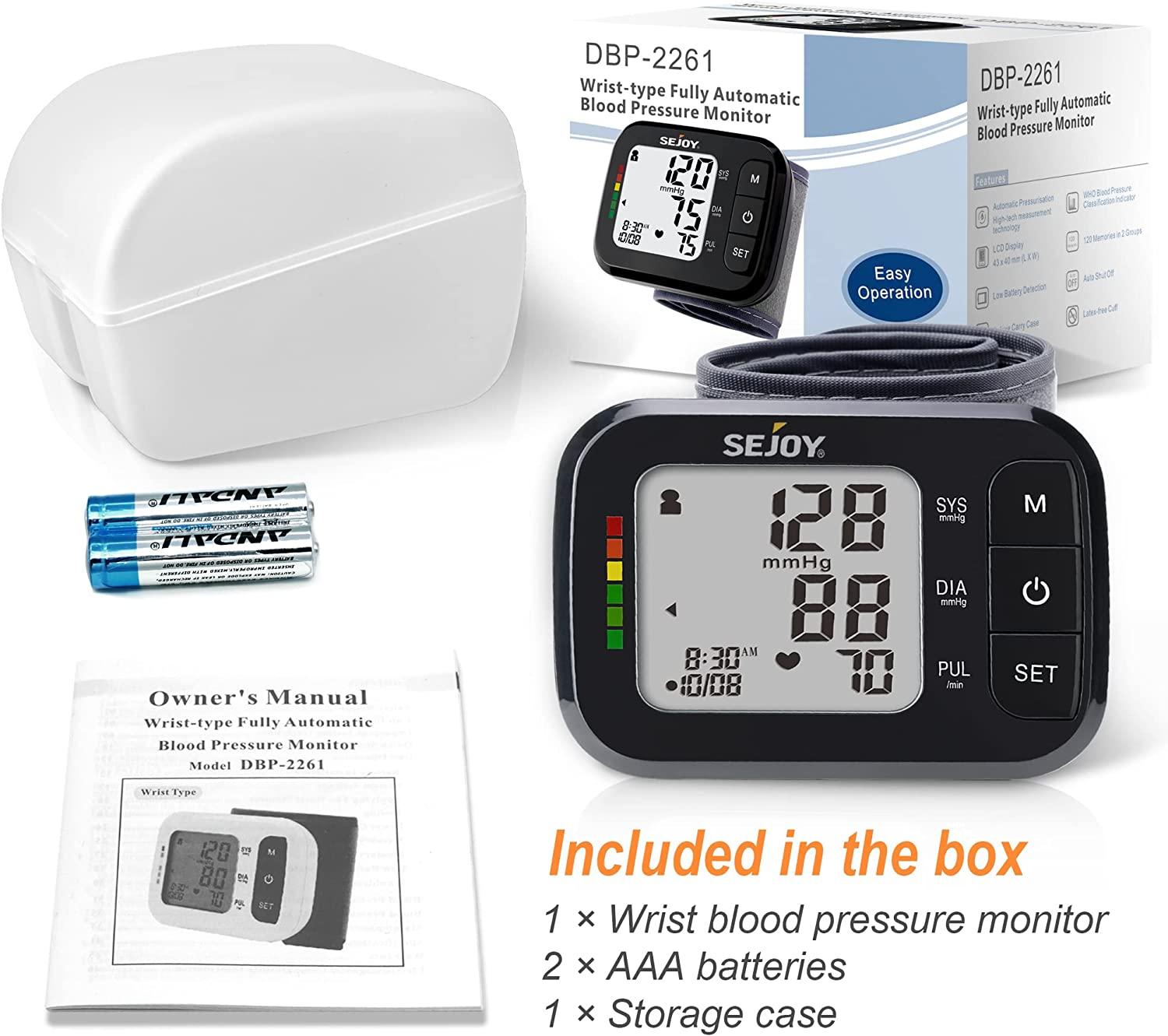 Blood Pressure Machine Wrist Blood Pressure Cuff Wrist BP Monitor Wrist  Cuff Automatic Monitor with Irregular Heartbeat Detection Large Display 120