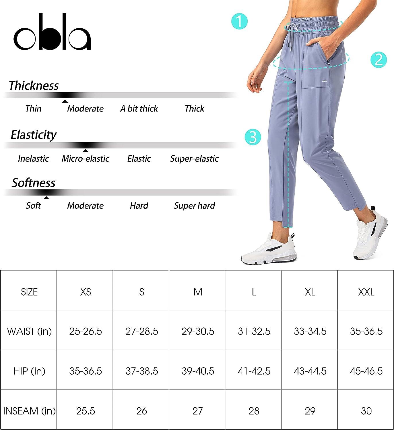 Obla Women's Lightweight Golf Pants with Zipper Pockets High Waisted Casual  Track Work Ankle Pants for Women Black Large