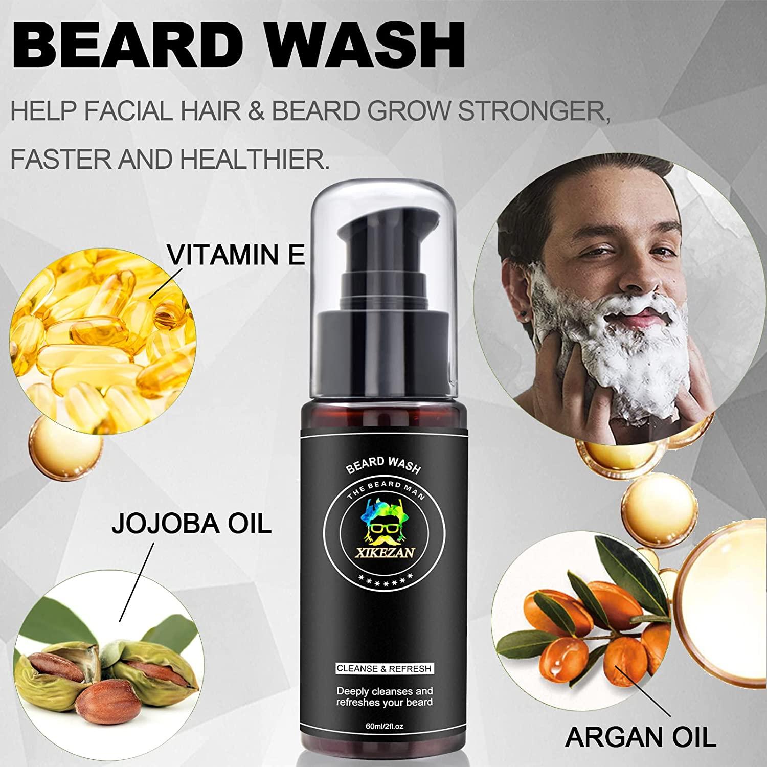 Beard Growth Kit,Beard Kit,w/Beard Roller,2 Pack Beard Growth ...