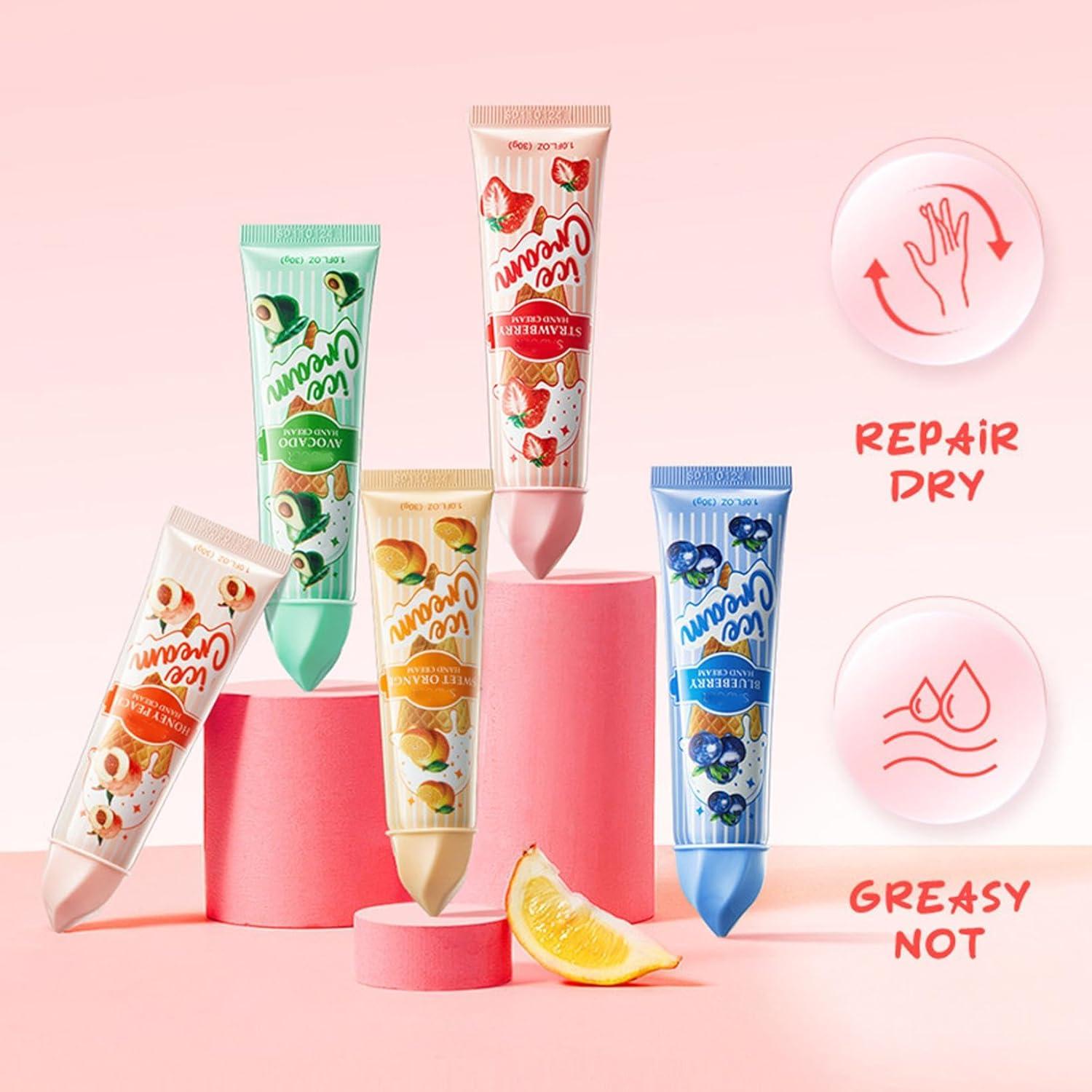 Hand Cream Christmas Set 5 Sticks Mini Fruit Ice Cream Hand CreamSet