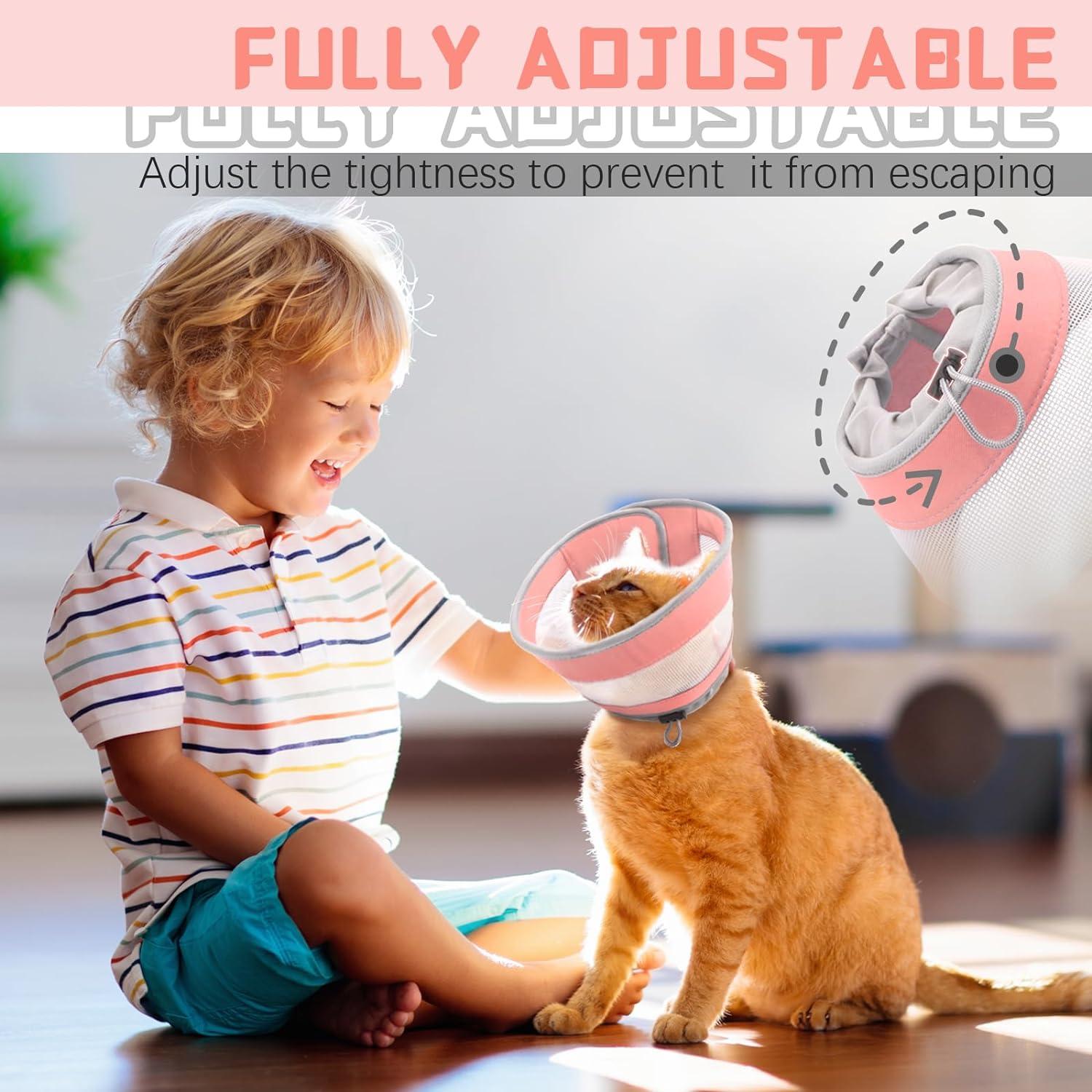 Supet Breathable Adjustable Cat Cone Collar Water Resistant