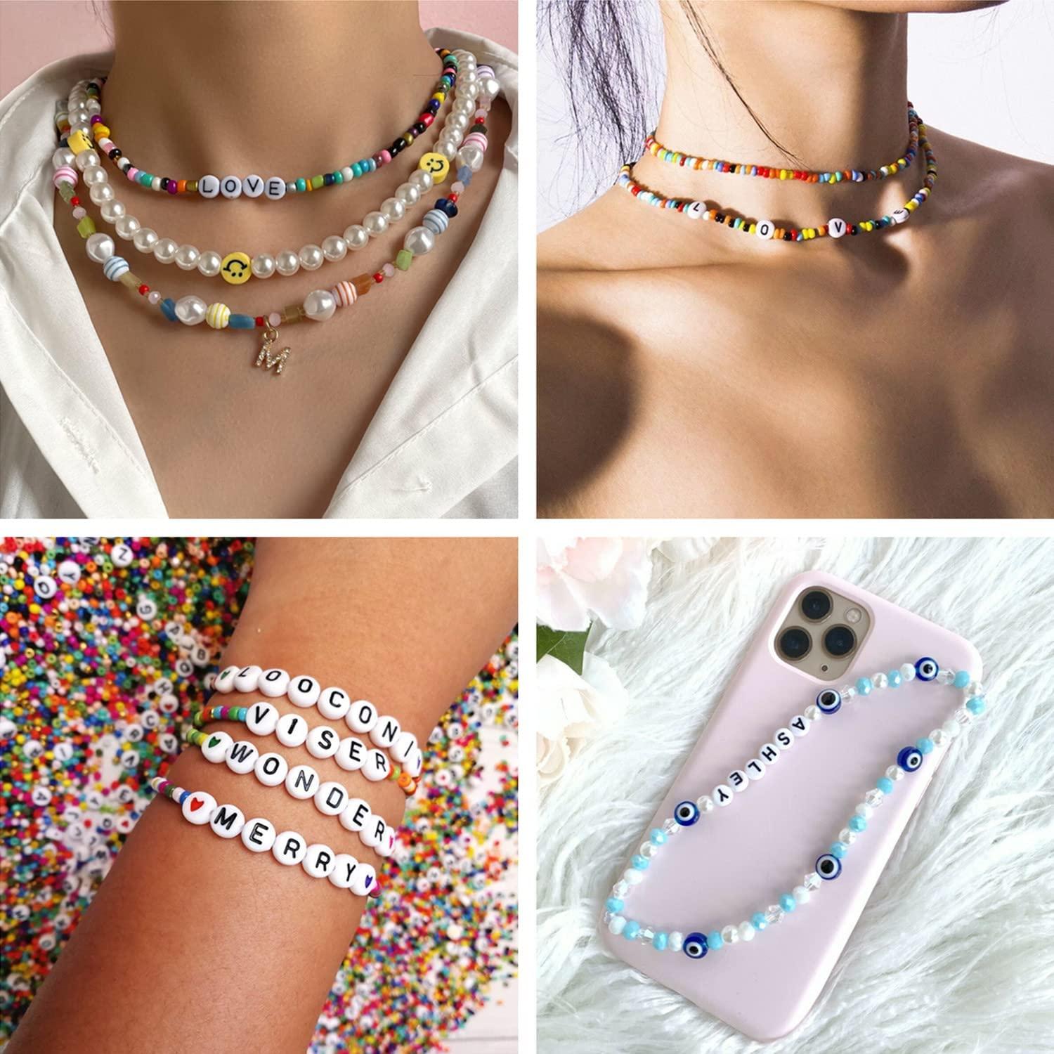 Round Acrylic Letter Beads Set for DIY Name Bracelets Necklace
