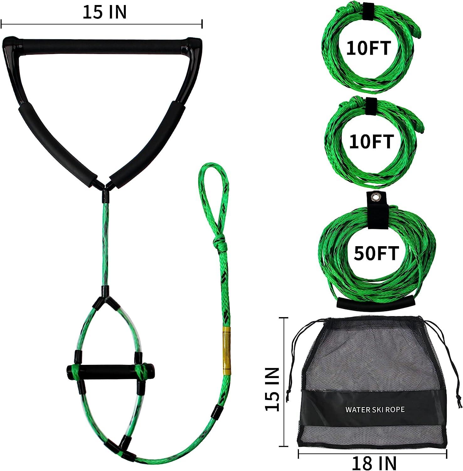 MAYAPHILOS 75ft Wakeboard Water Ski Kneeboard Rope with 15in Floating Handles ,4 Sections