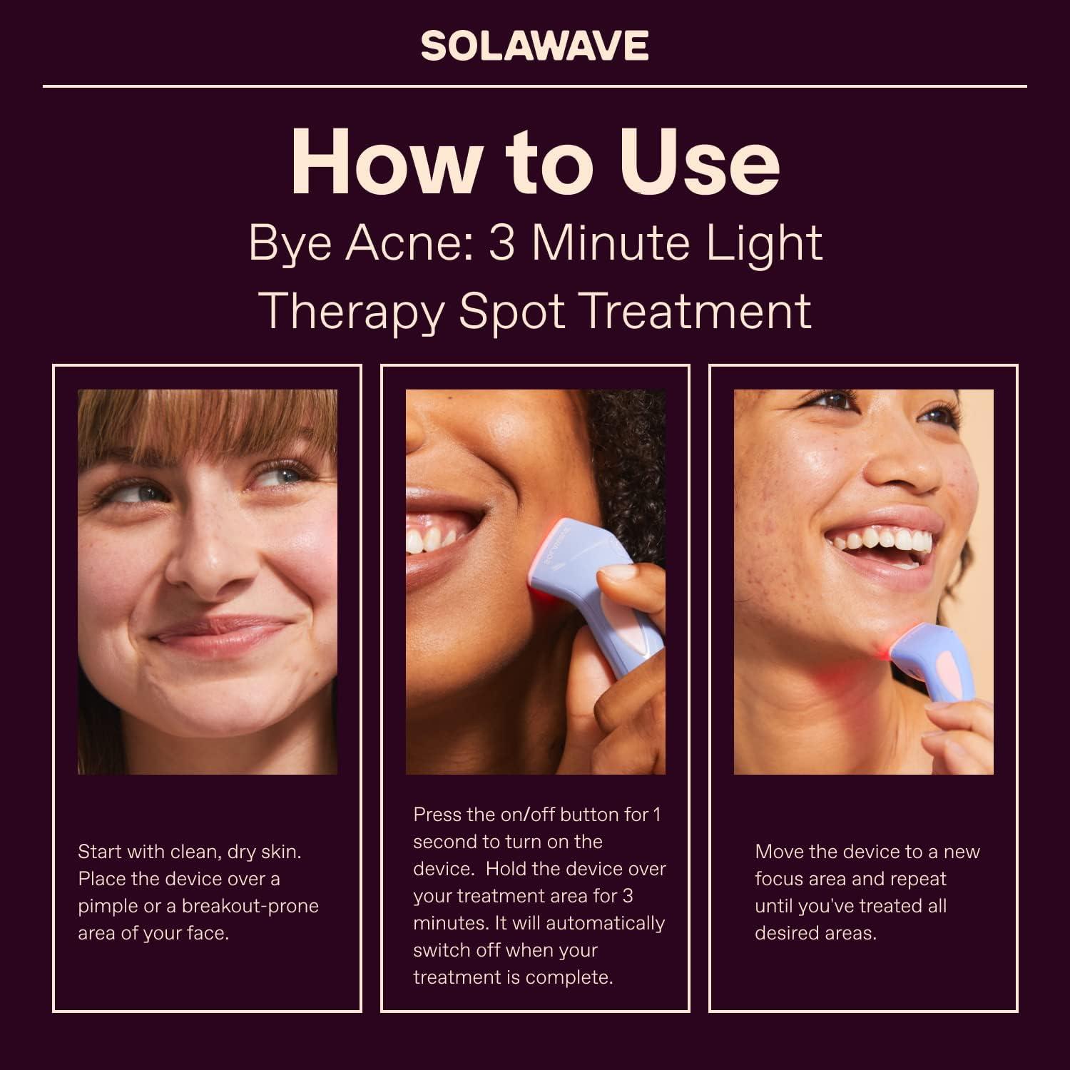Solawave Bye Acne Spot Treatment Red & Blue Light Therapy Device for