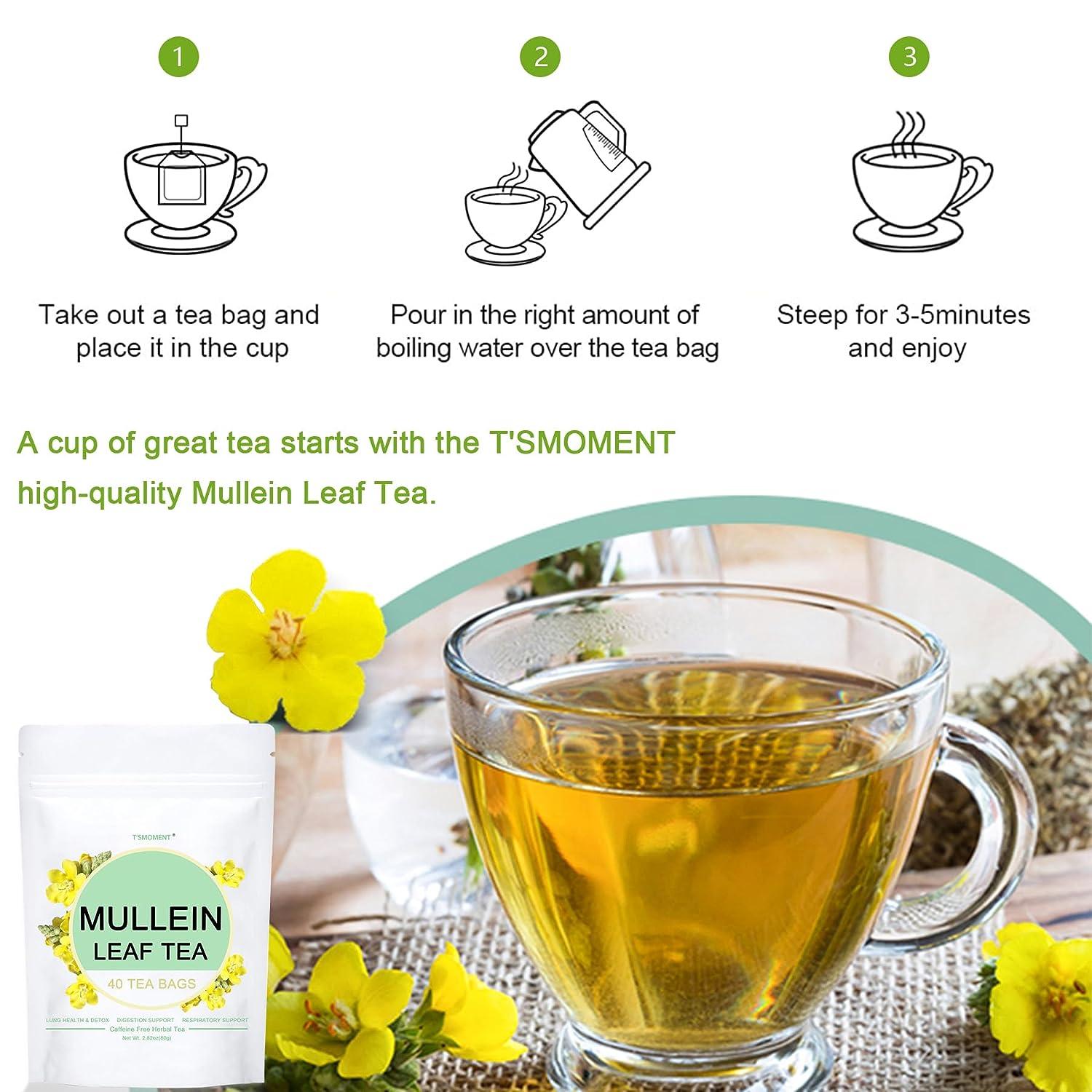 Mullein Leaf Tea Bags Lungs Cleanse and Respiratory Support 40 Tea