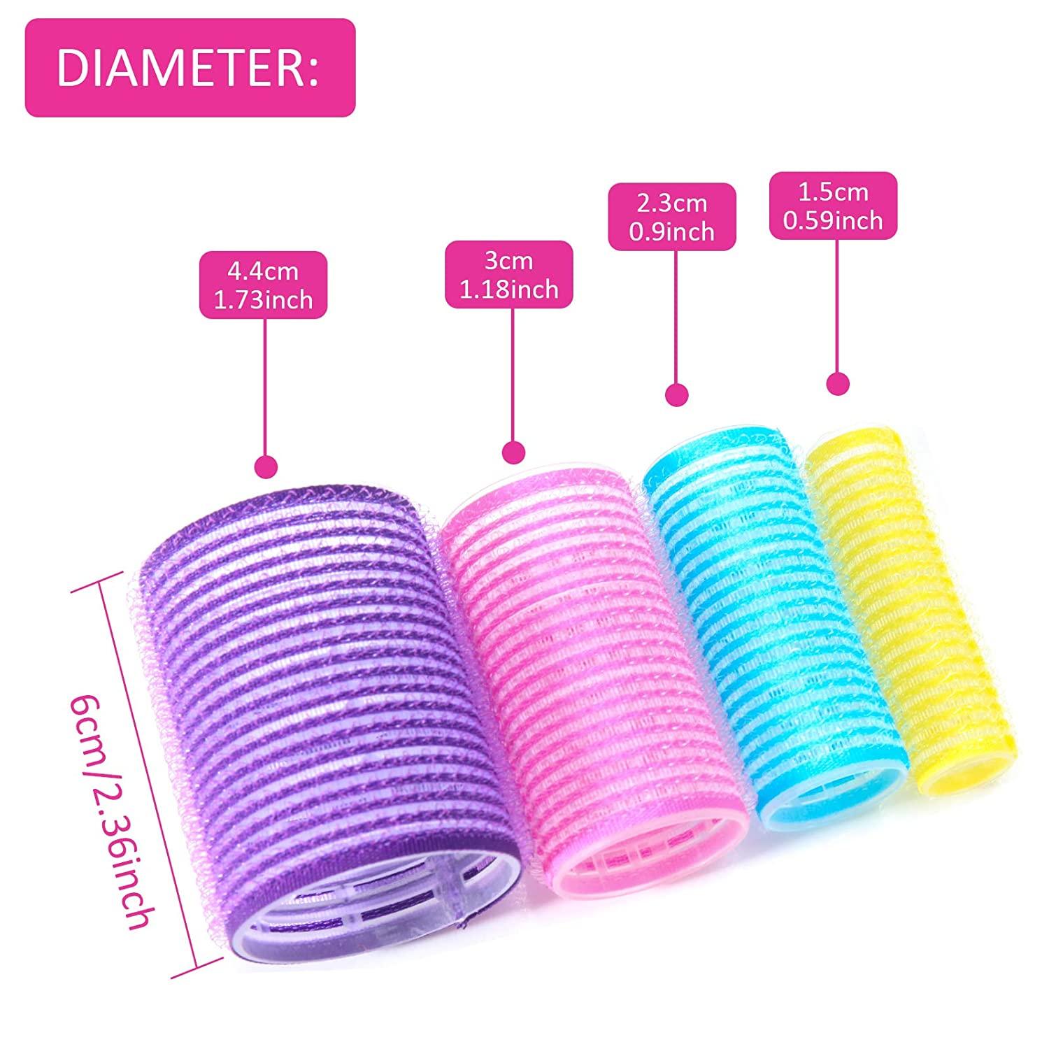 Self Grip Hair Rollers Set, 60 Pcs Jumbo Size Hair Curlers with
