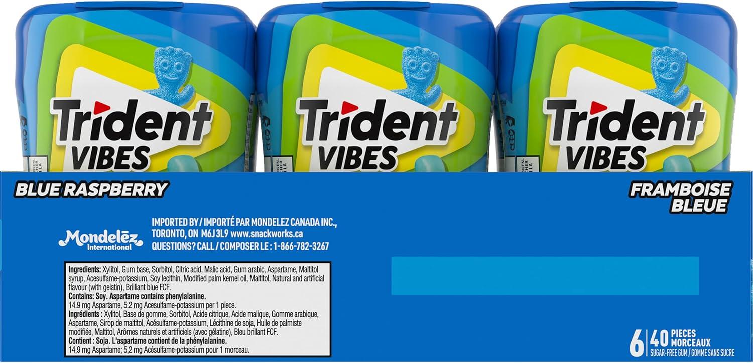 Trident - Vibes Sour Patch Kids Blue Raspberry Chewing Gum - 6 bottles ...