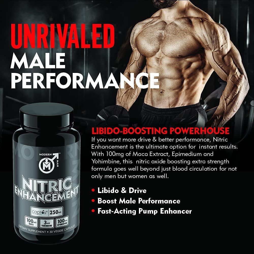 Modern Man Nitric Oxide Enhancement Alpha Male Booster for Men with Yohimbine HCL & Maca Root