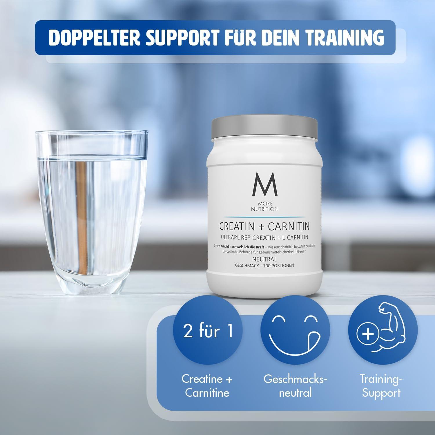 MORE Creatine + Carnitine 500g - Natural Creatine Monohydrate Powder for  Enhanced Performance | International Shipping Available | Buy Now with  Express International Delivery