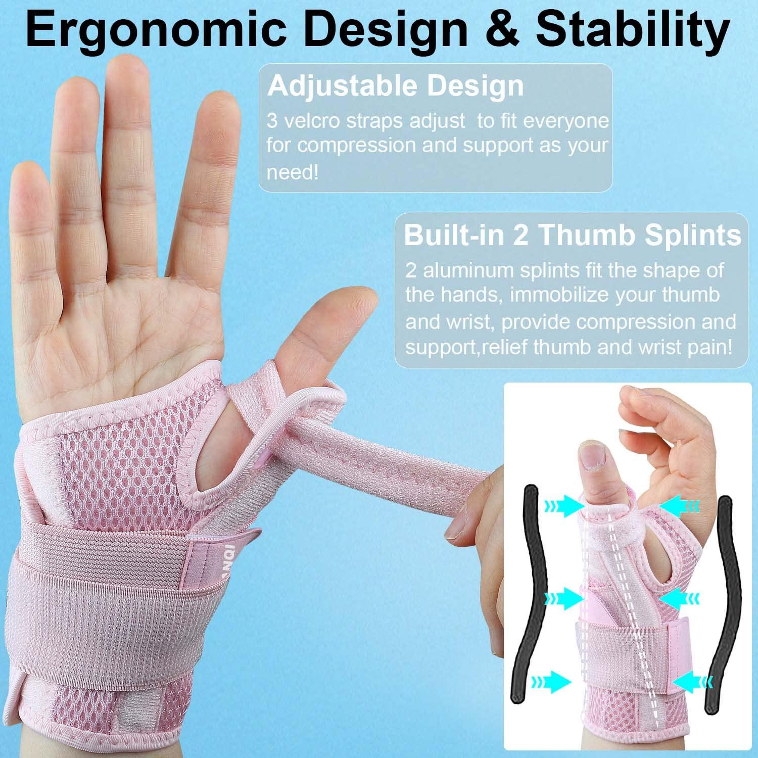 Trigger Thumb Splint For Left Right Hand,Thumb Spica Support Brace Wrist Stabilizer For Pain, Carpal Tunnel, Sprains, Arthritis, Tendonitis, Tenosynovitis With Adjustable Strap For Men Women (Black