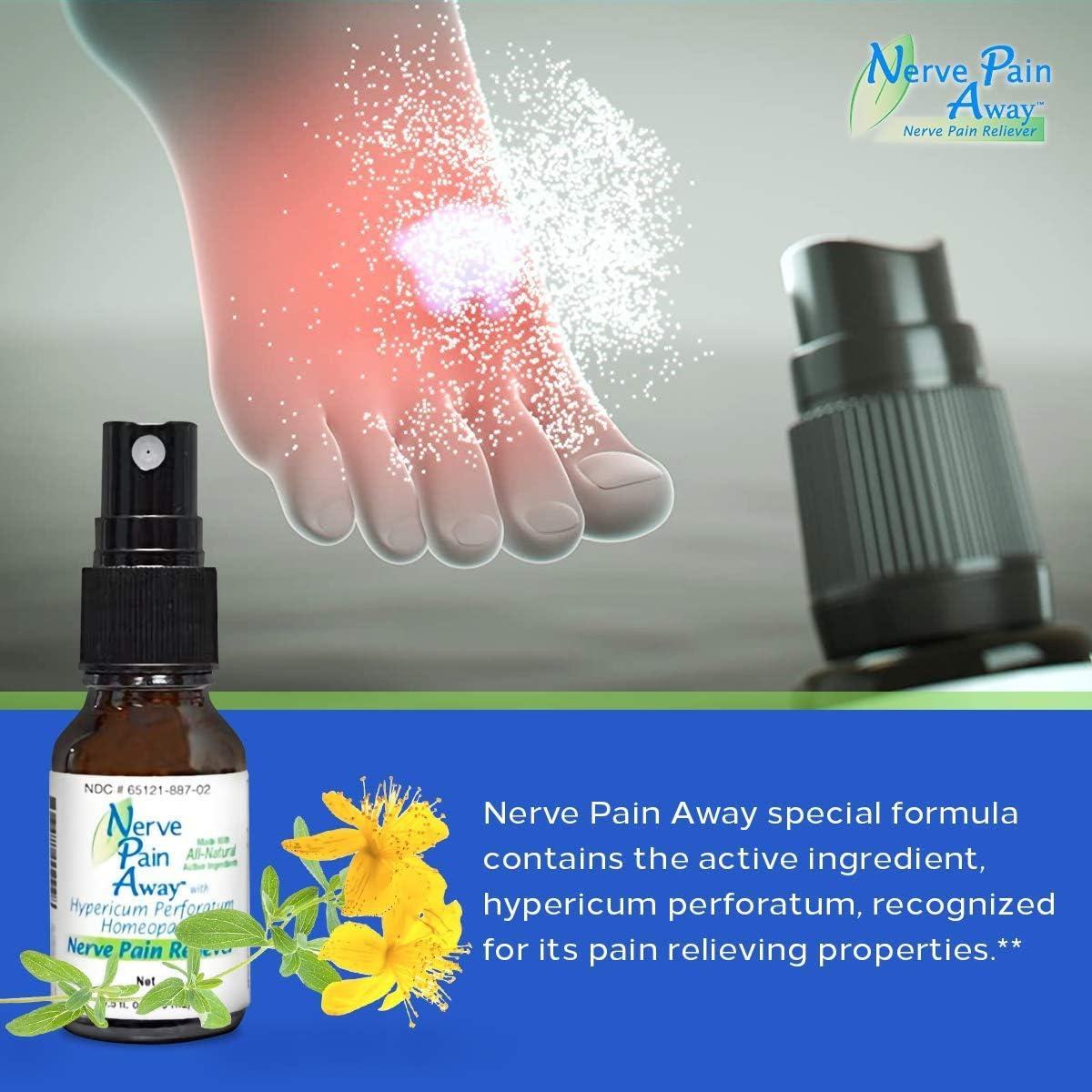 Nerve Pain Away Homeopathic Topical Spray for Temporary Nerve Pain Relief in Hands and Feet