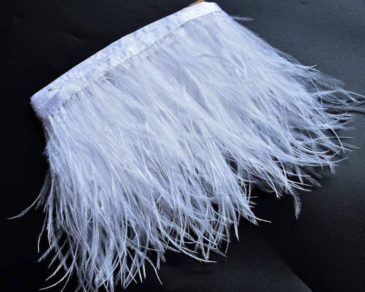 1 2 Ply Thickness Natural Ostrich Feathers Trim Fringe White Ostrich  feather Trimming Ribbon for Clothing Sewing Decor Accessory